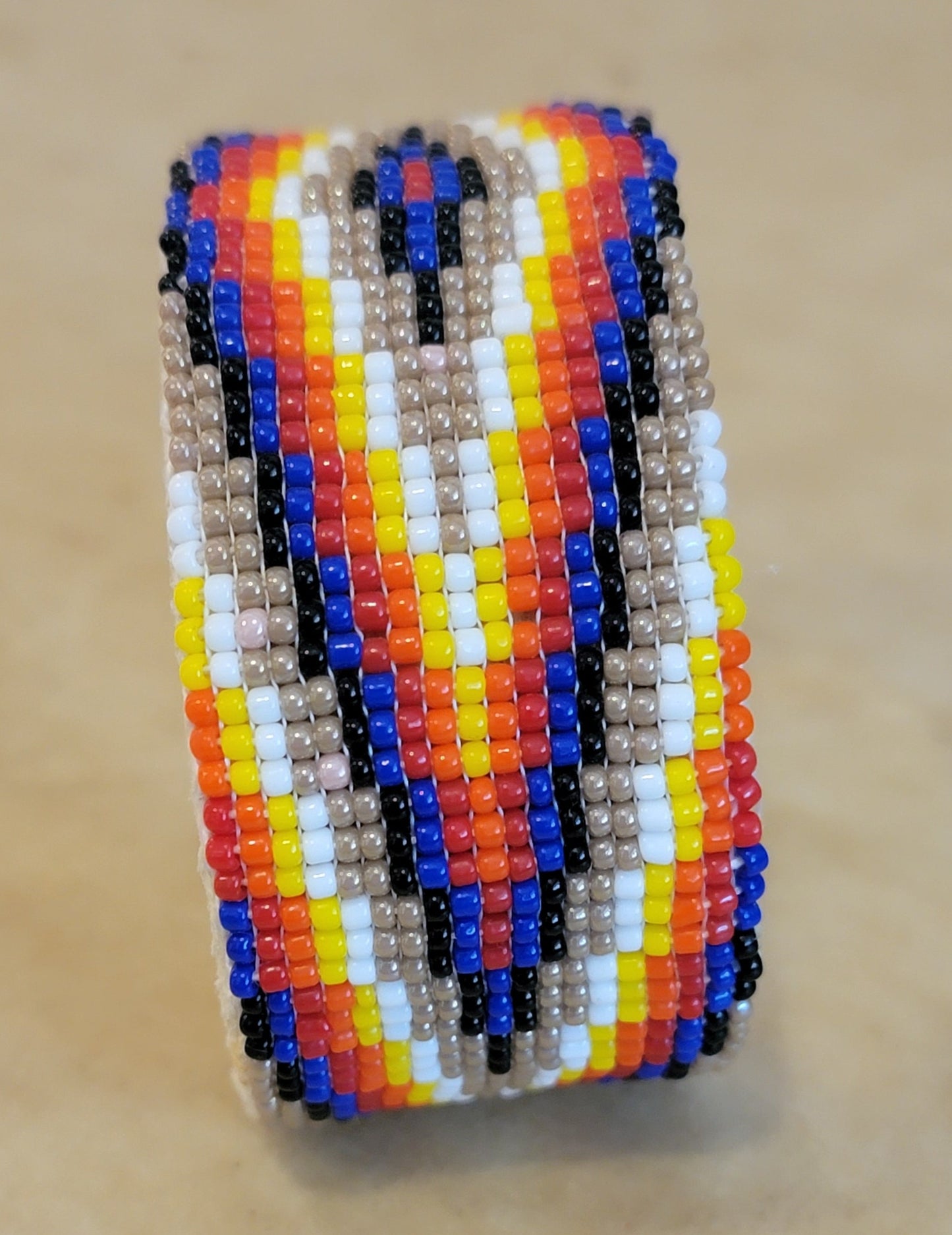 Zane Johnson Beaded Bracelet Navajo Fire Colors Indian Beadwork