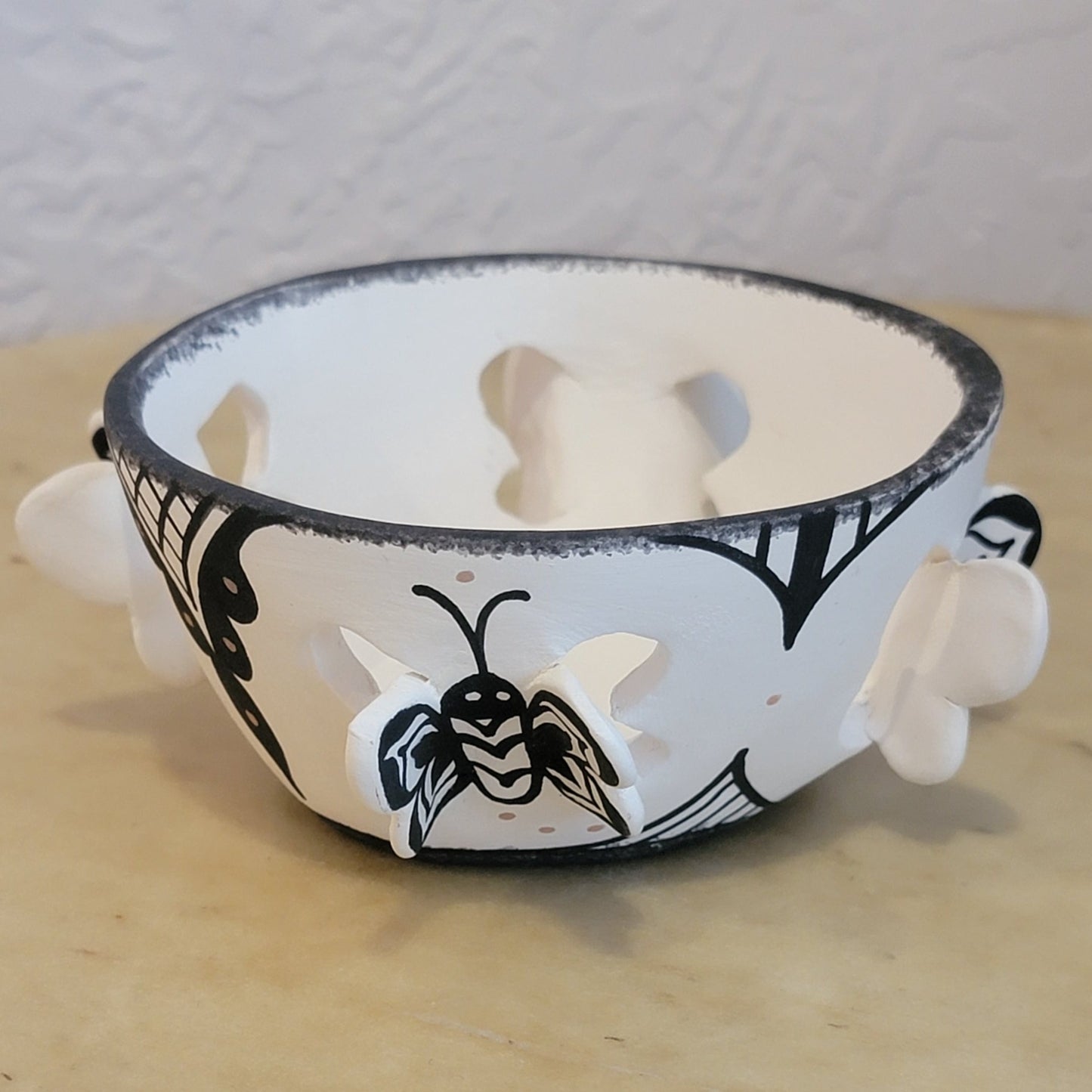 Darla Westika Zuni Black on White w/Butterflies Zuni Pueblo Pottery