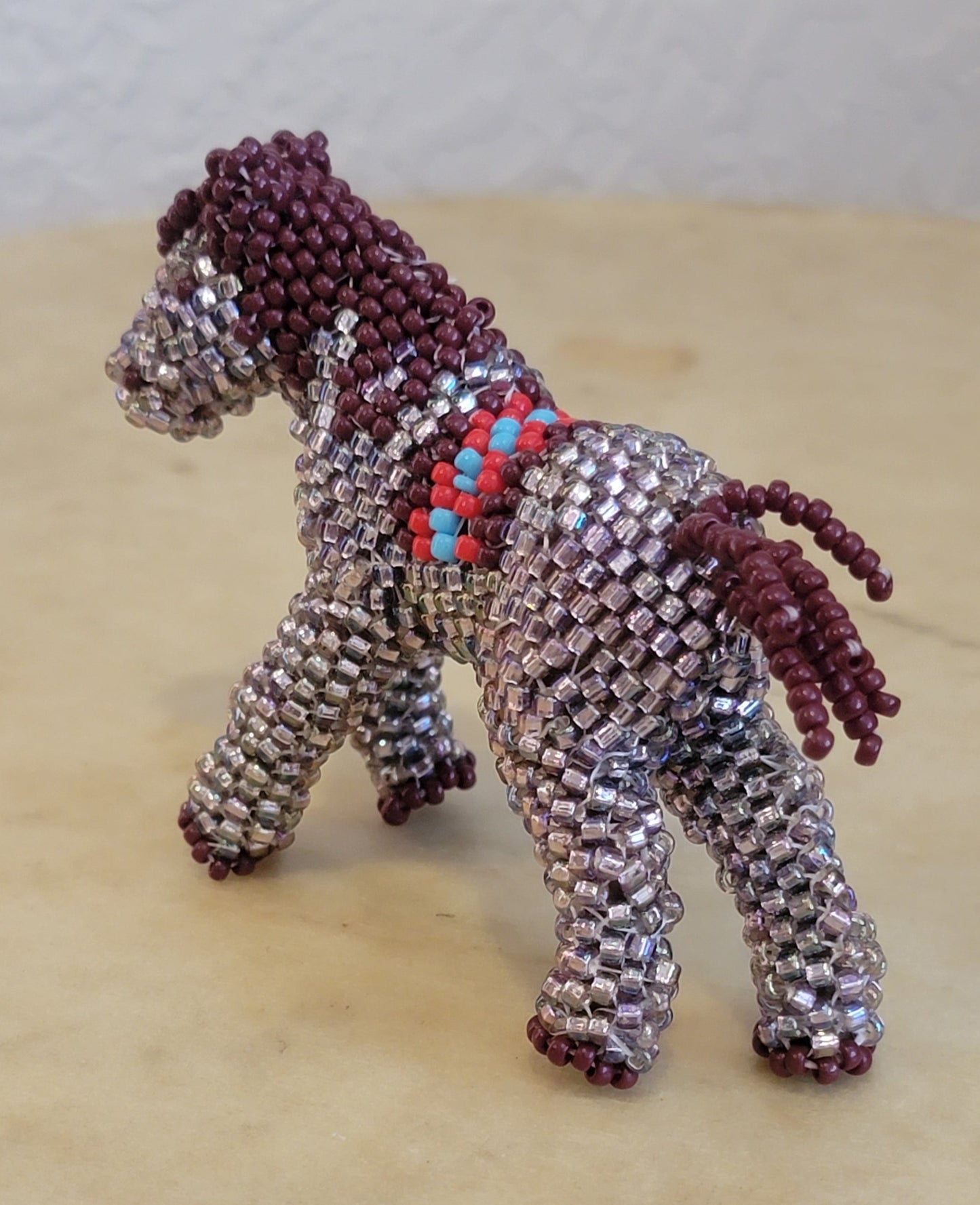 Sylvia Quam Fully Beaded Zuni Horse Indian Beadwork