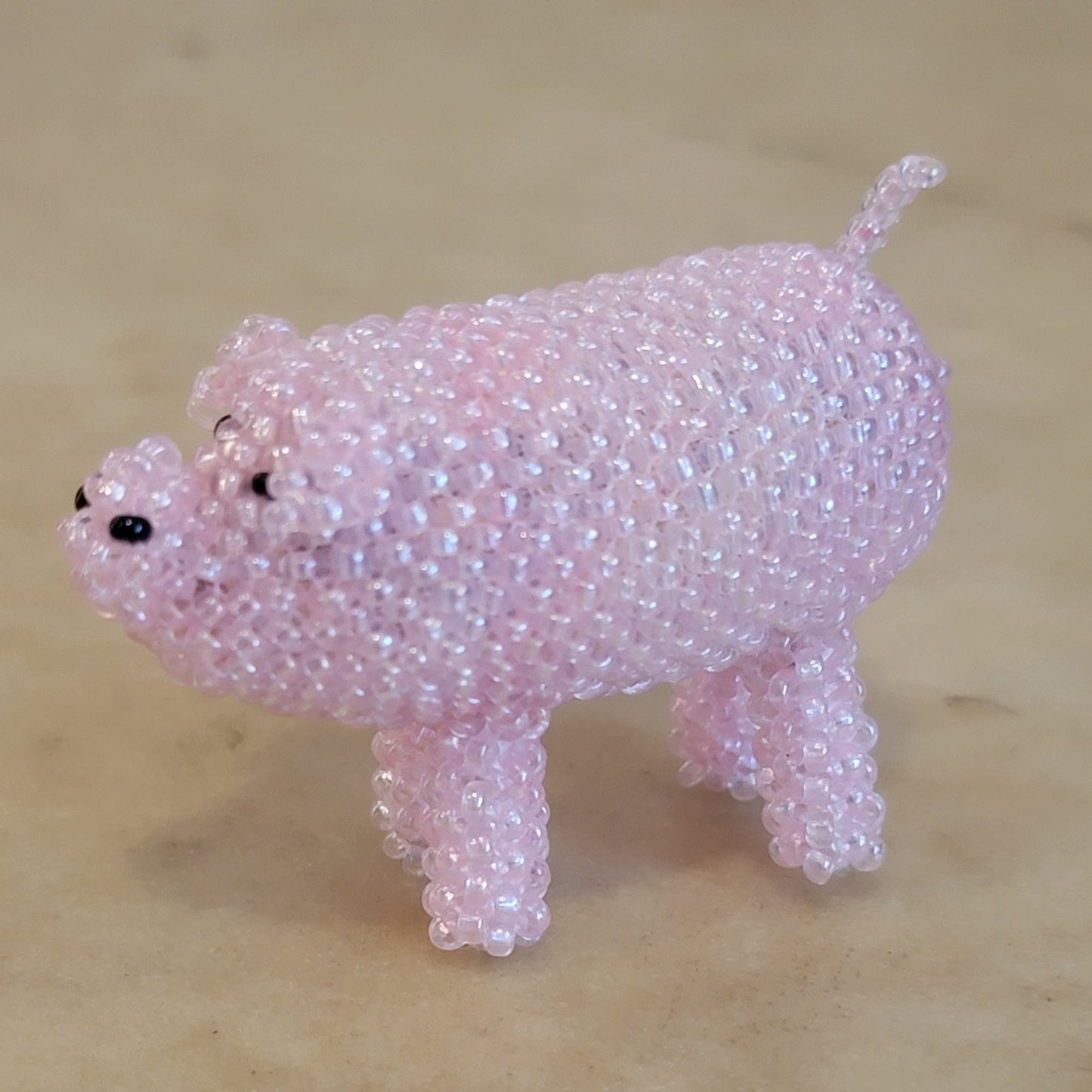 Rhonda Dosedo Fully Beaded Zuni Pink Pig/Piggy Indian Beadwork