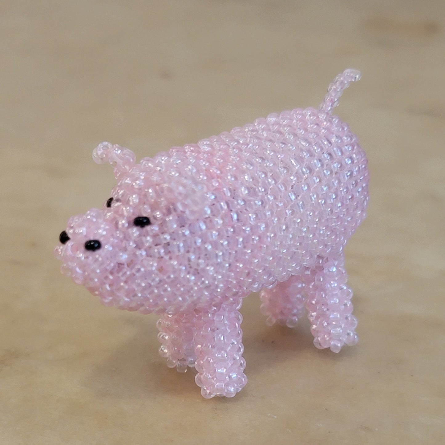 Rhonda Dosedo Fully Beaded Zuni Pink Pig/Piggy Indian Beadwork