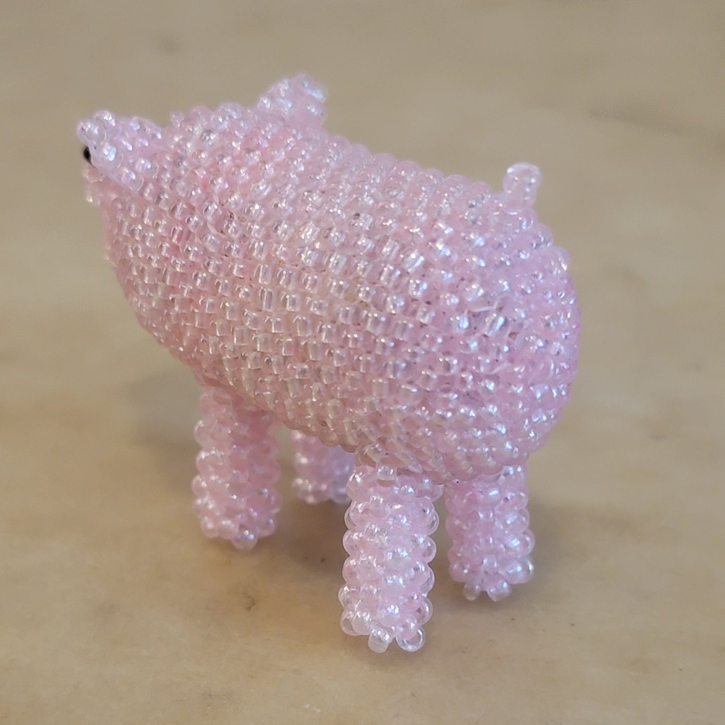 Rhonda Dosedo Fully Beaded Zuni Pink Pig/Piggy Indian Beadwork
