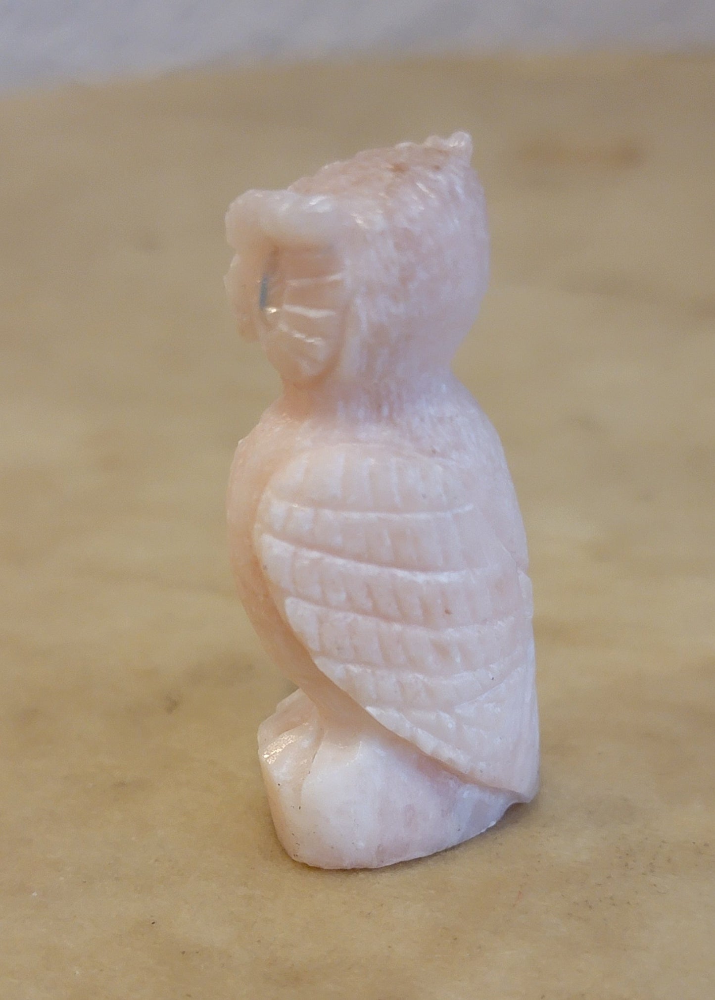 Chris Peina Peach Alabaster Great Horned Owl Zuni Fetish