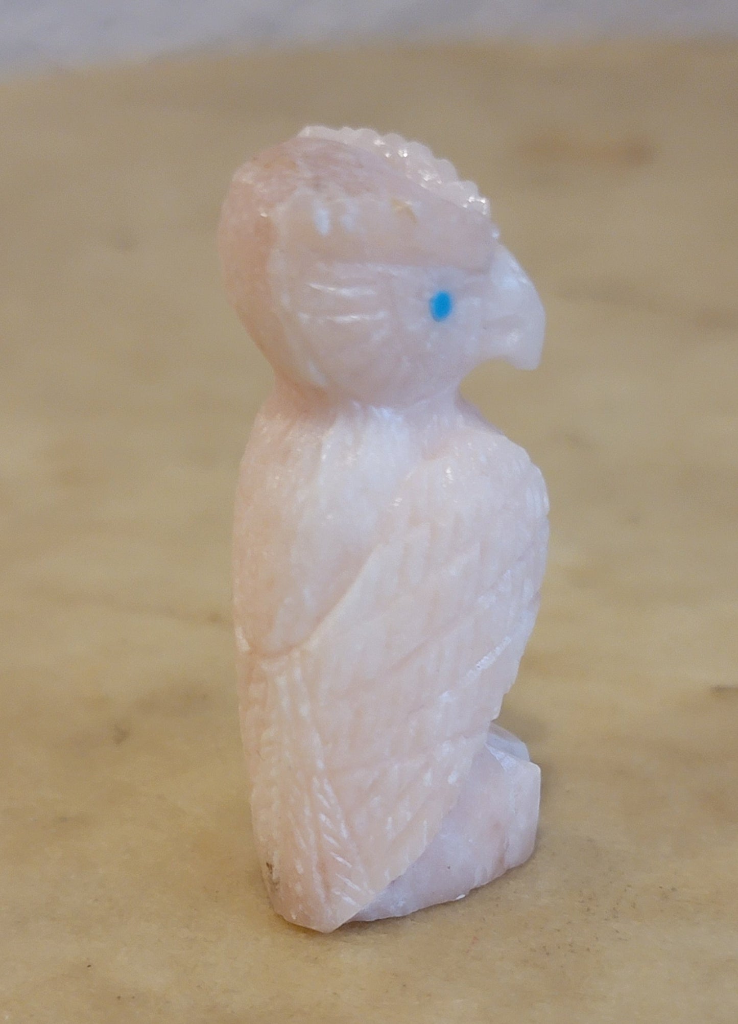 Chris Peina Peach Alabaster Great Horned Owl Zuni Fetish