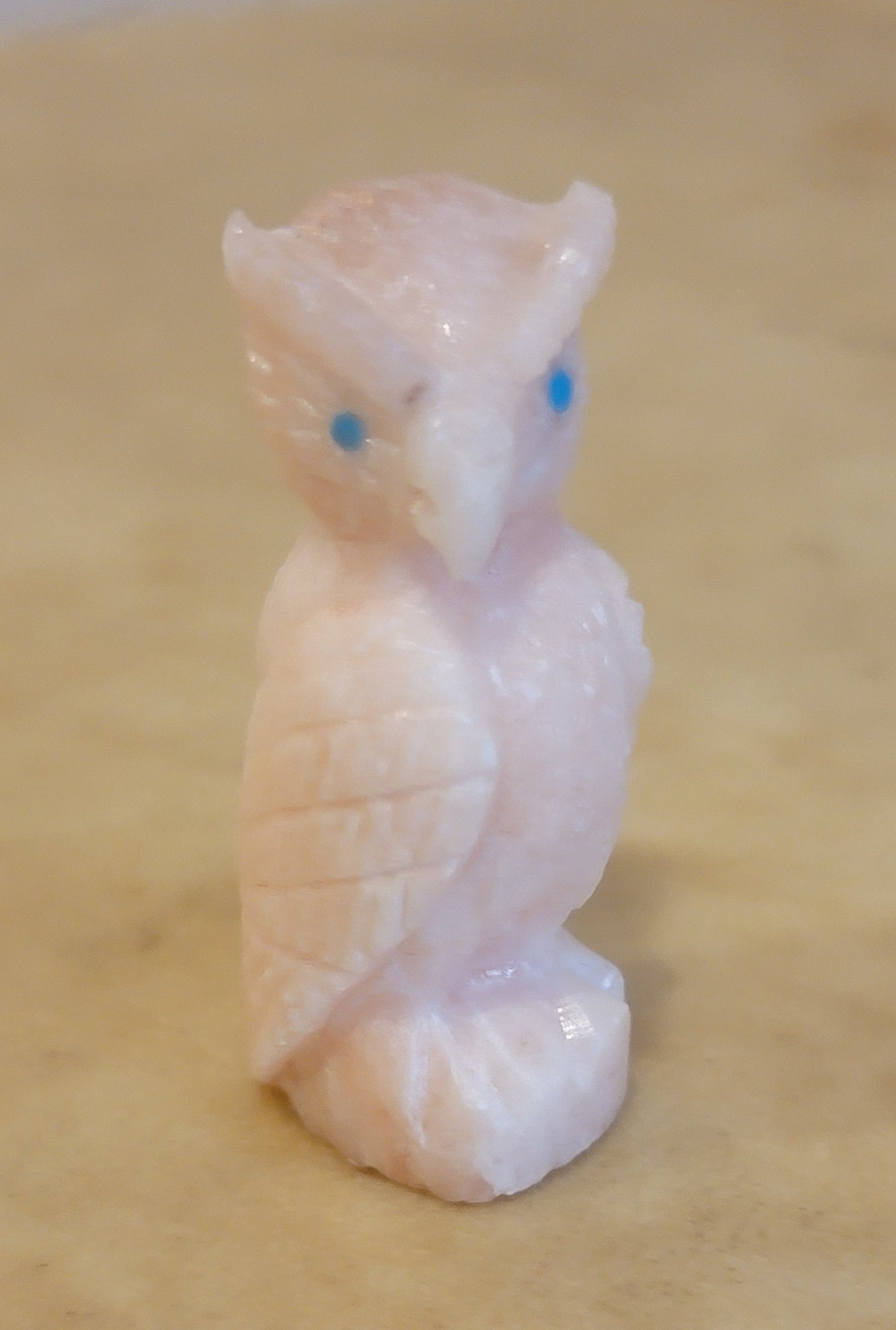 Chris Peina Peach Alabaster Great Horned Owl Zuni Fetish