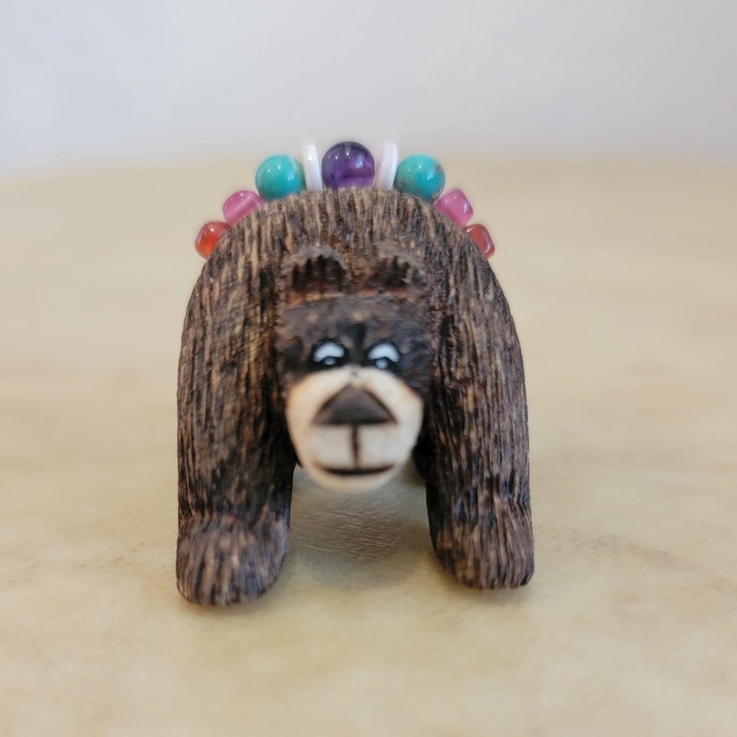 Elise Westika Wooden Bear w/Fancy Bundle Zuni Fetish/Folk Art