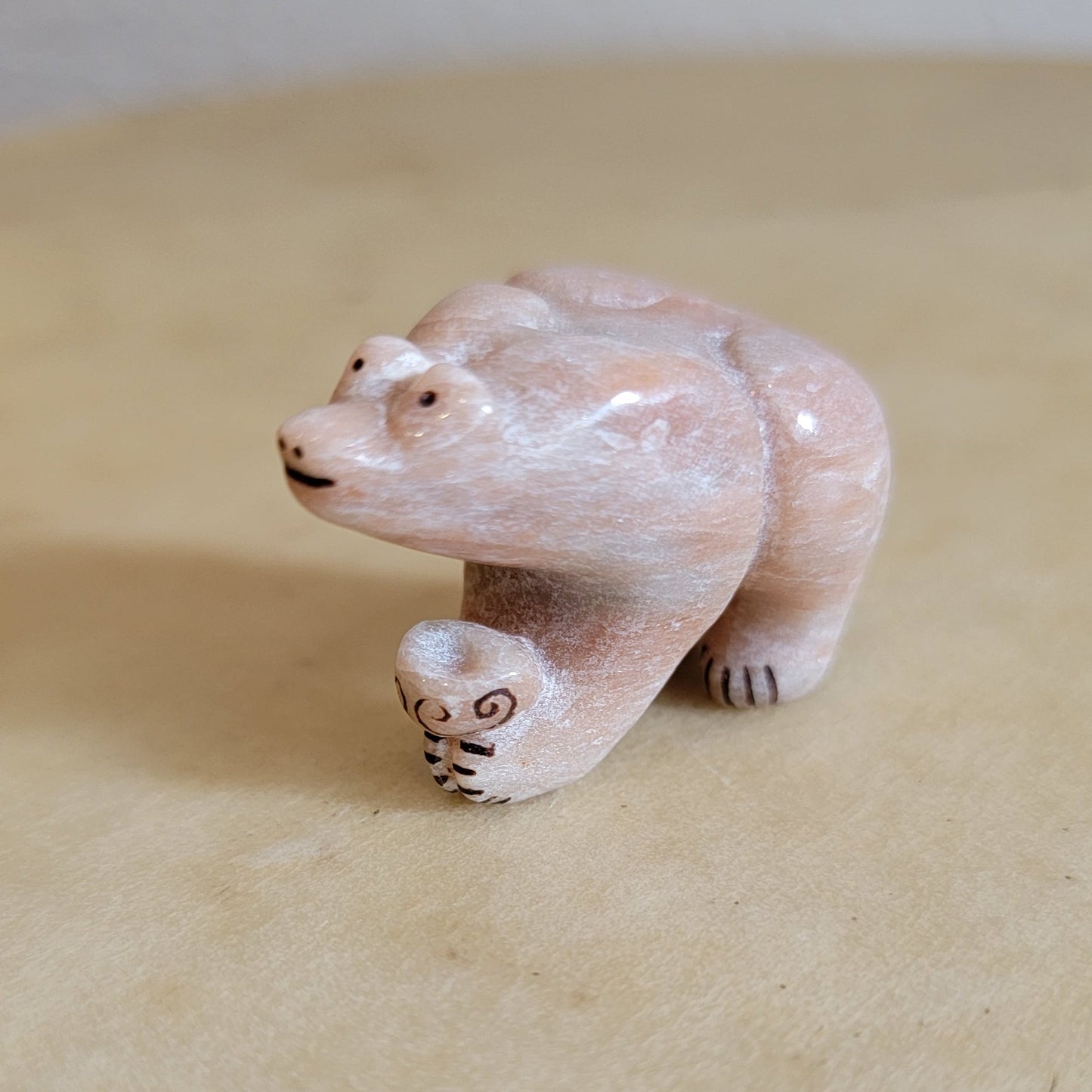 Rick Kalestewa Muscular Bear Alabaster Zuni Fetish Holding Chalice