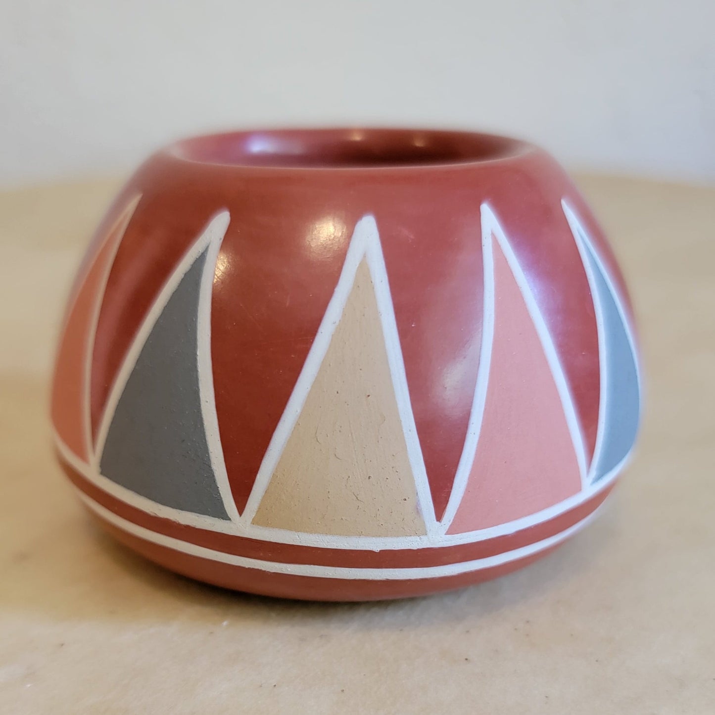Belen Tapia (D) Vintage 1974 Redware Santa Clara Pueblo Pottery Bowl
