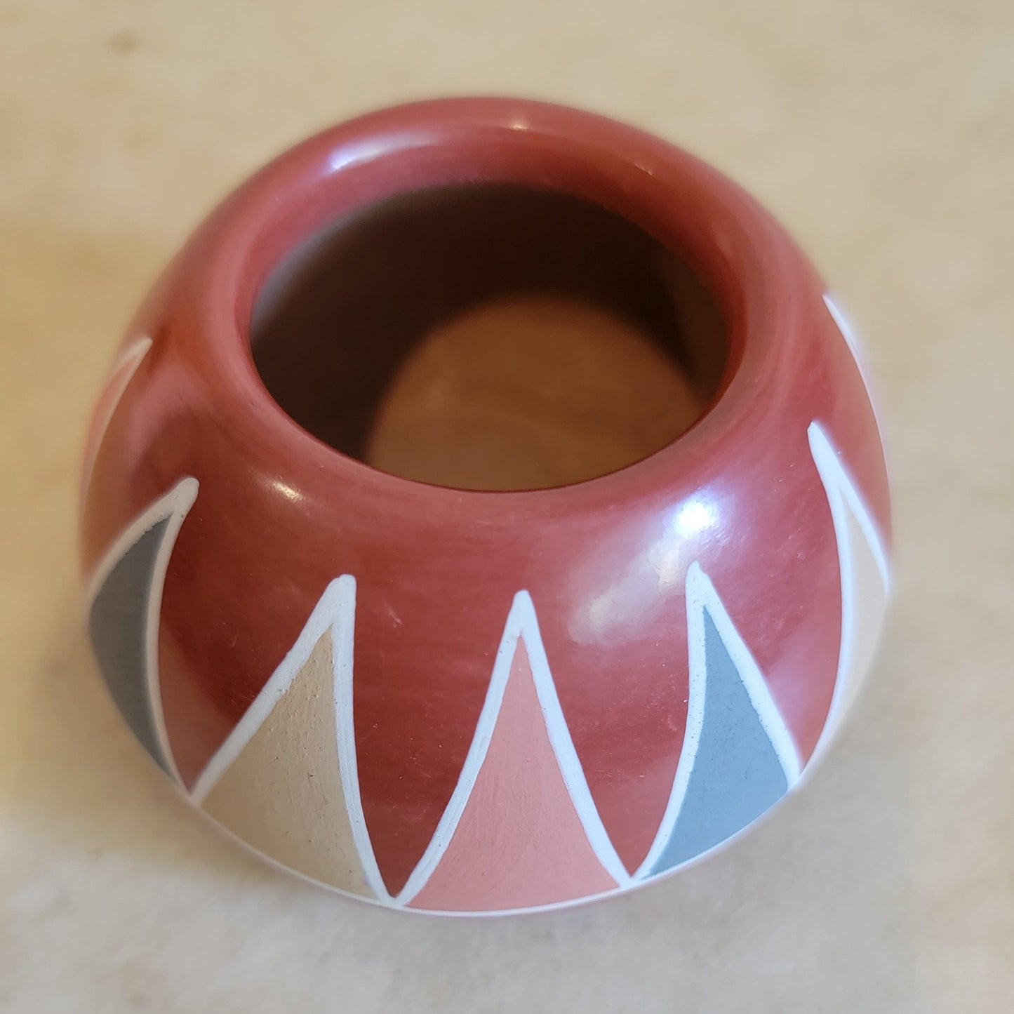 Belen Tapia (D) Vintage 1974 Redware Santa Clara Pueblo Pottery Bowl