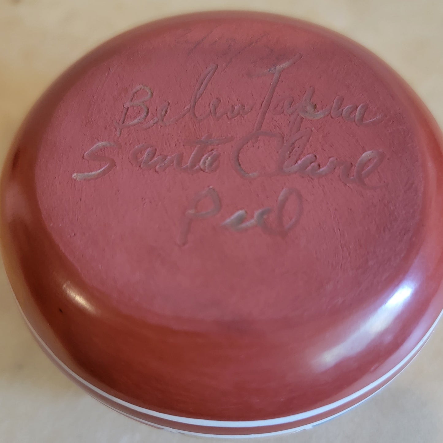 Belen Tapia (D) Vintage 1974 Redware Santa Clara Pueblo Pottery Bowl