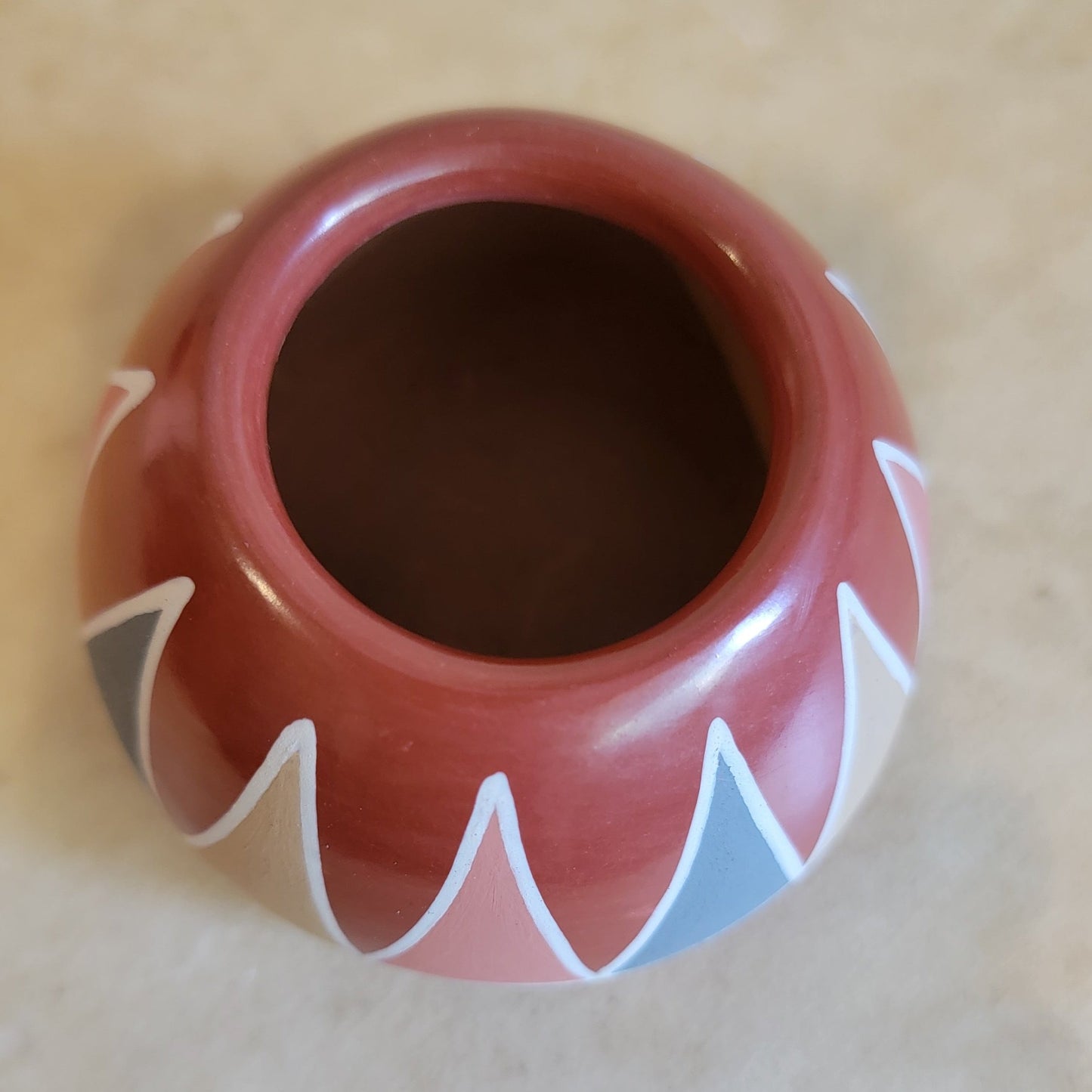 Belen Tapia (D) Vintage 1974 Redware Santa Clara Pueblo Pottery Bowl