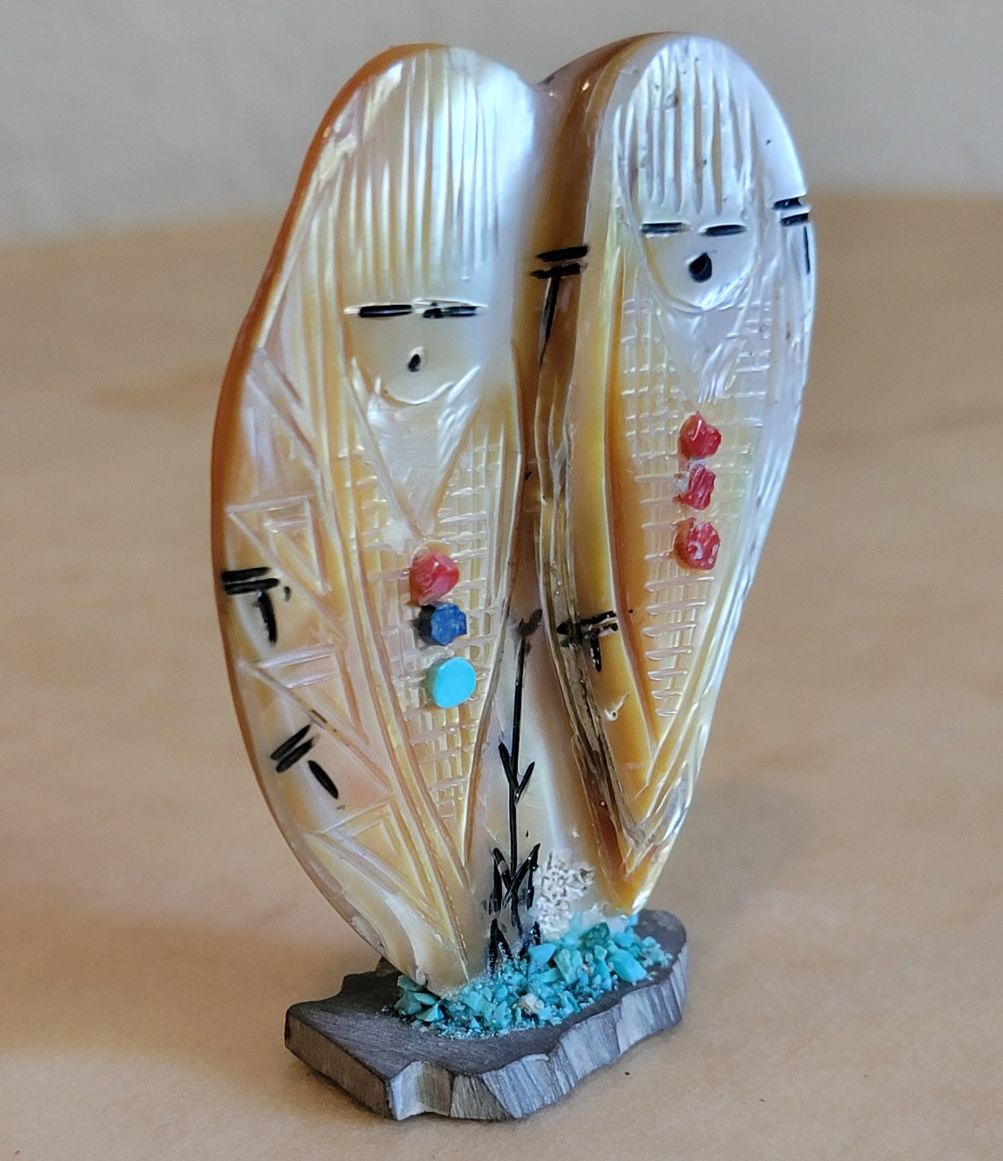 Gold Lip/ Mother of Pearl Quadruple Corn Maidens Zuni Fetish