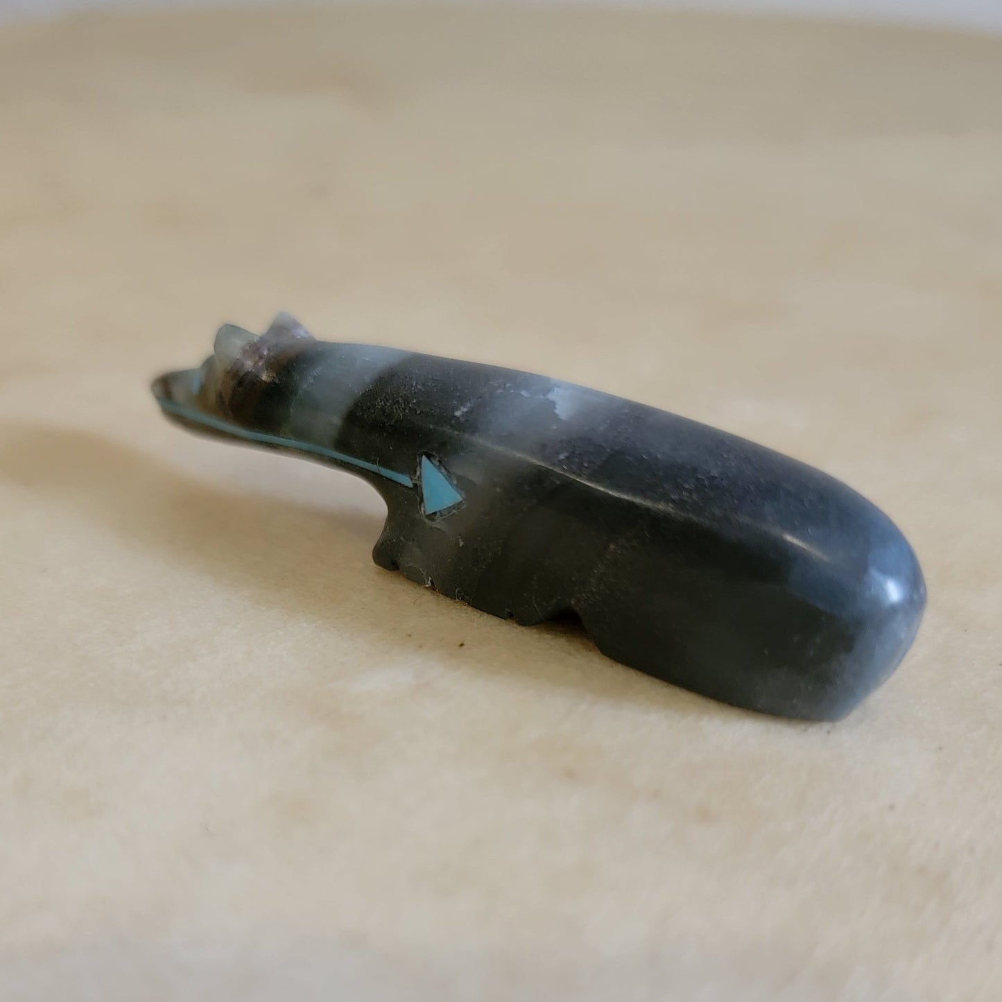 Gray Fluorite Long Necked Bear Zuni Fetish