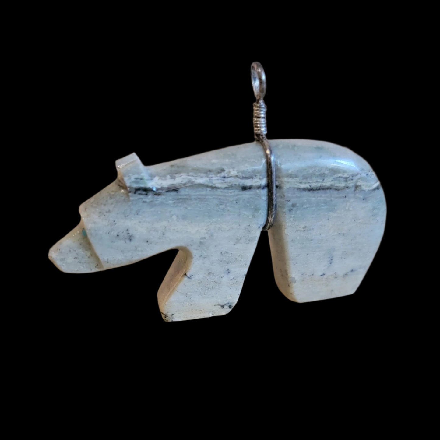 Everett Pino Sr. Serpentine Fetish Bear Pendant Indian Jewelry