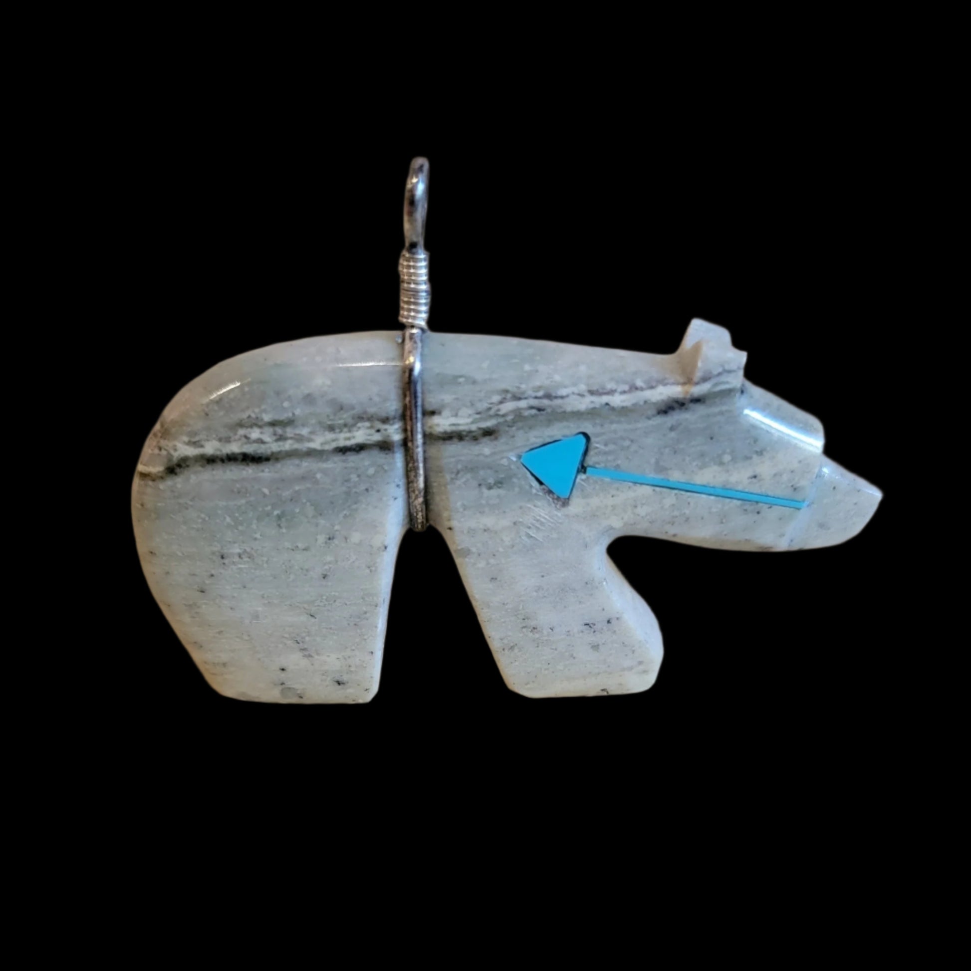 Everett Pino Sr. Serpentine Fetish Bear Pendant Indian Jewelry
