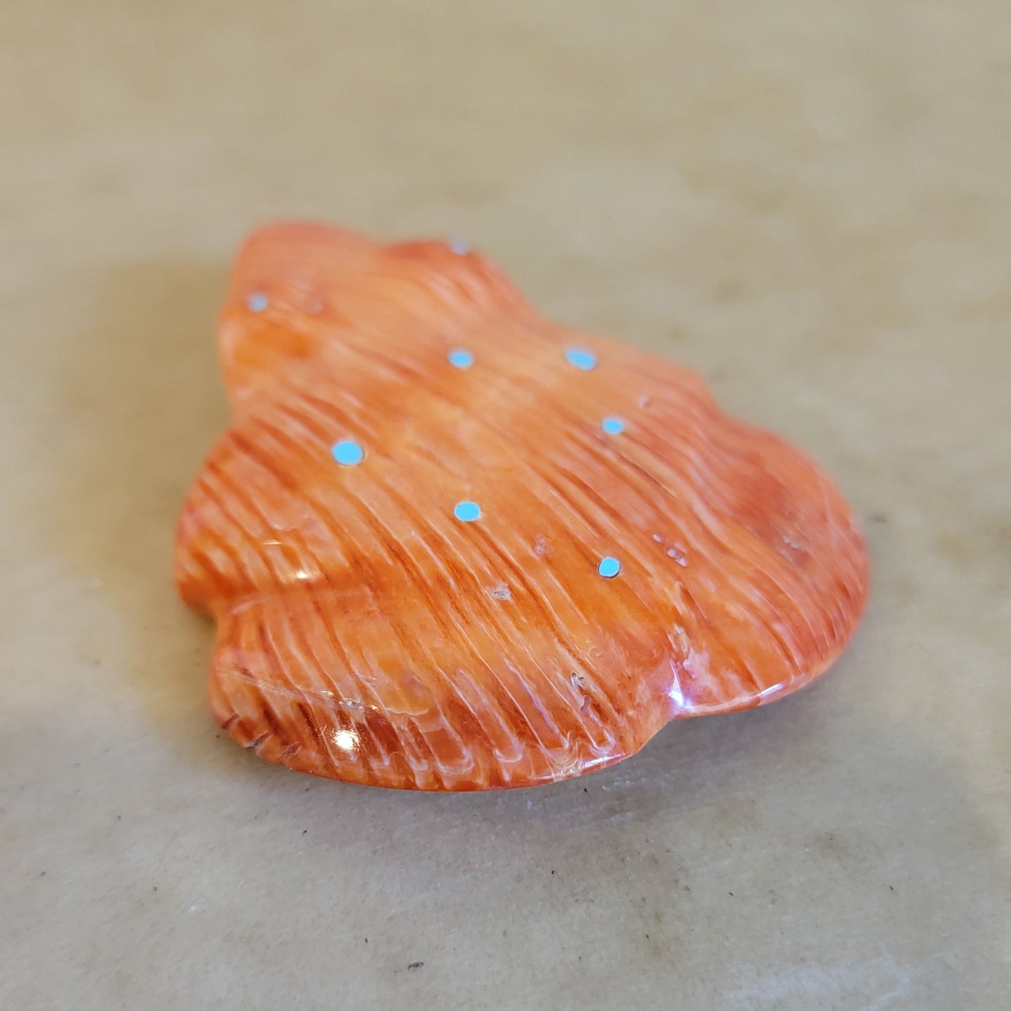 Large Orange Spiny Oyster Shell Fancy Frog Zuni Fetish