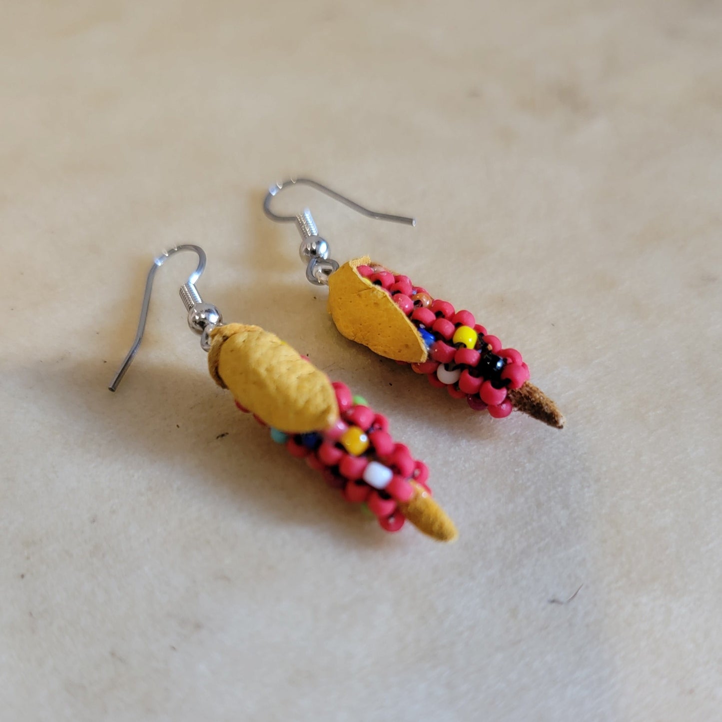 Beaded Colorful Indian Corn Earrings Indian Beadwork