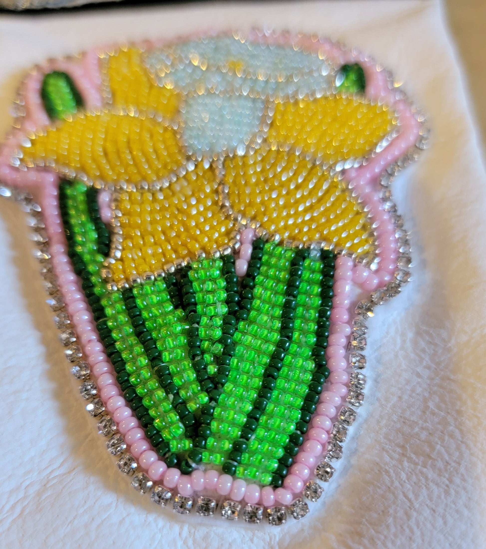 Beautiful Beaded Floral Pouch with Handle Indian Beadwork