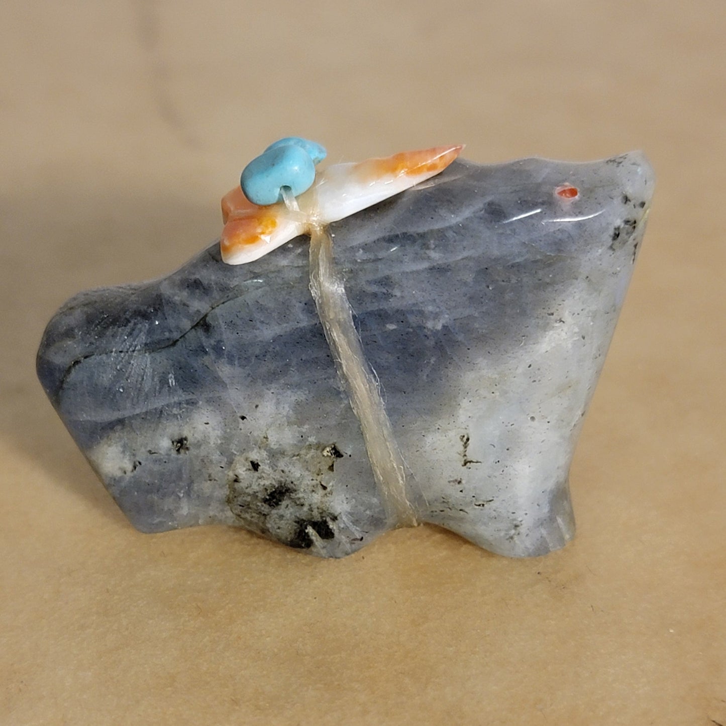 Labradorite Fox w/Pack Zuni Fetish