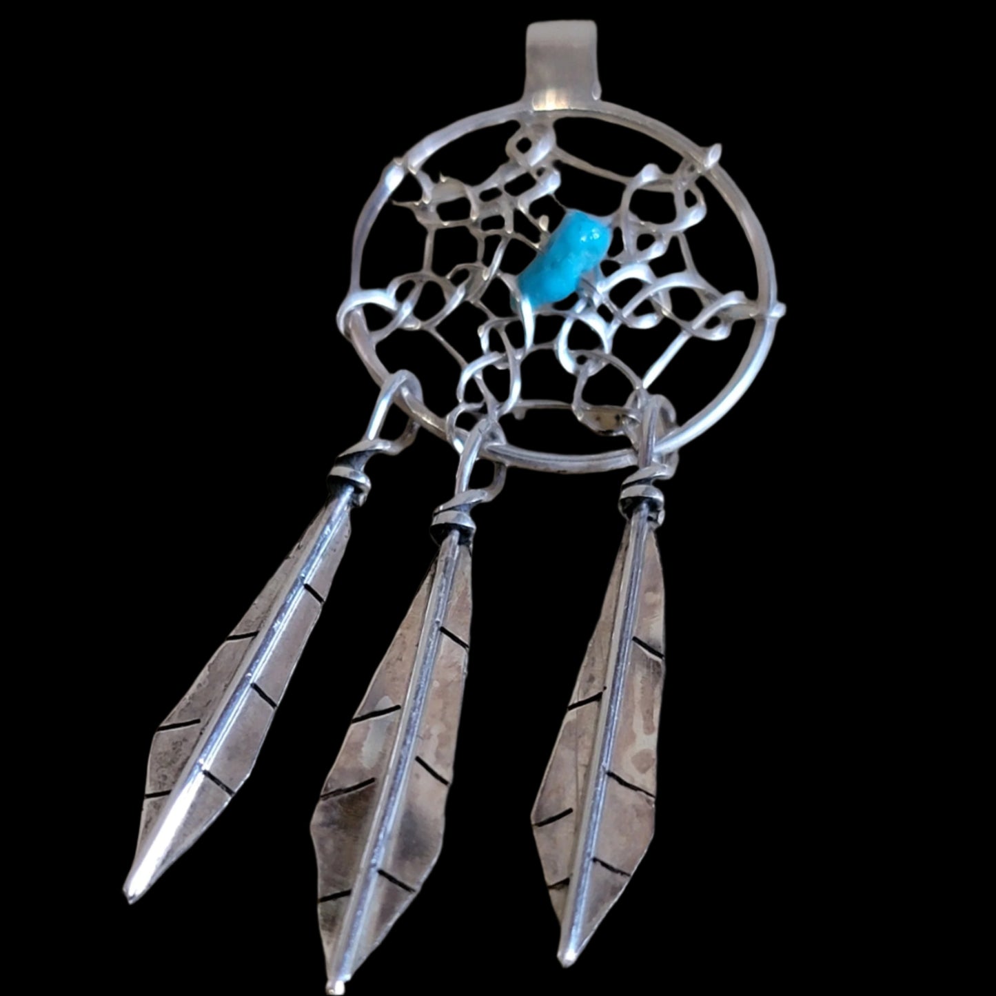 Sterling Silver Navajo Dream Catcher Pendant Indian Jewelry