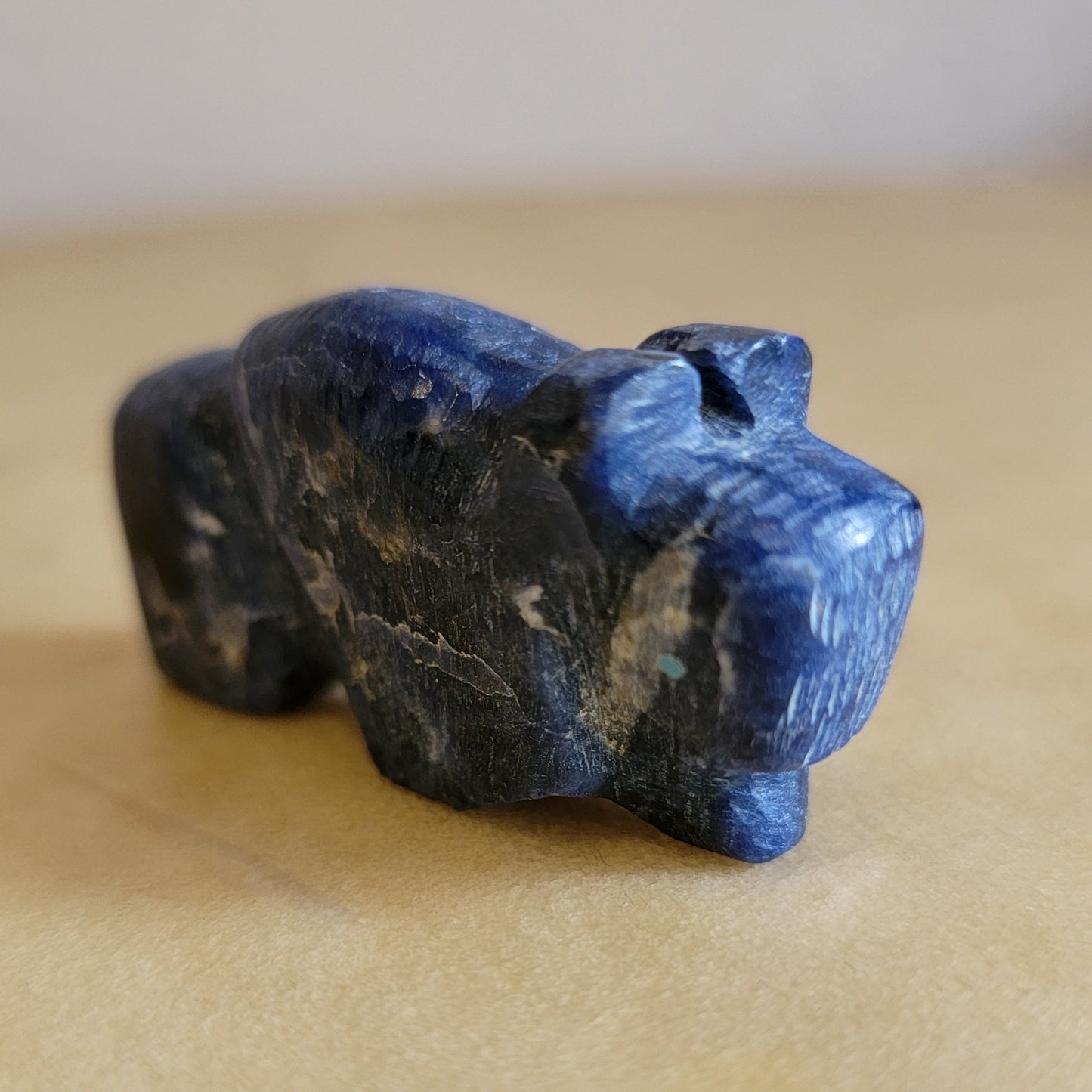 Cobalt Blue Sodalite Bison/Buffalo Zuni Fetish