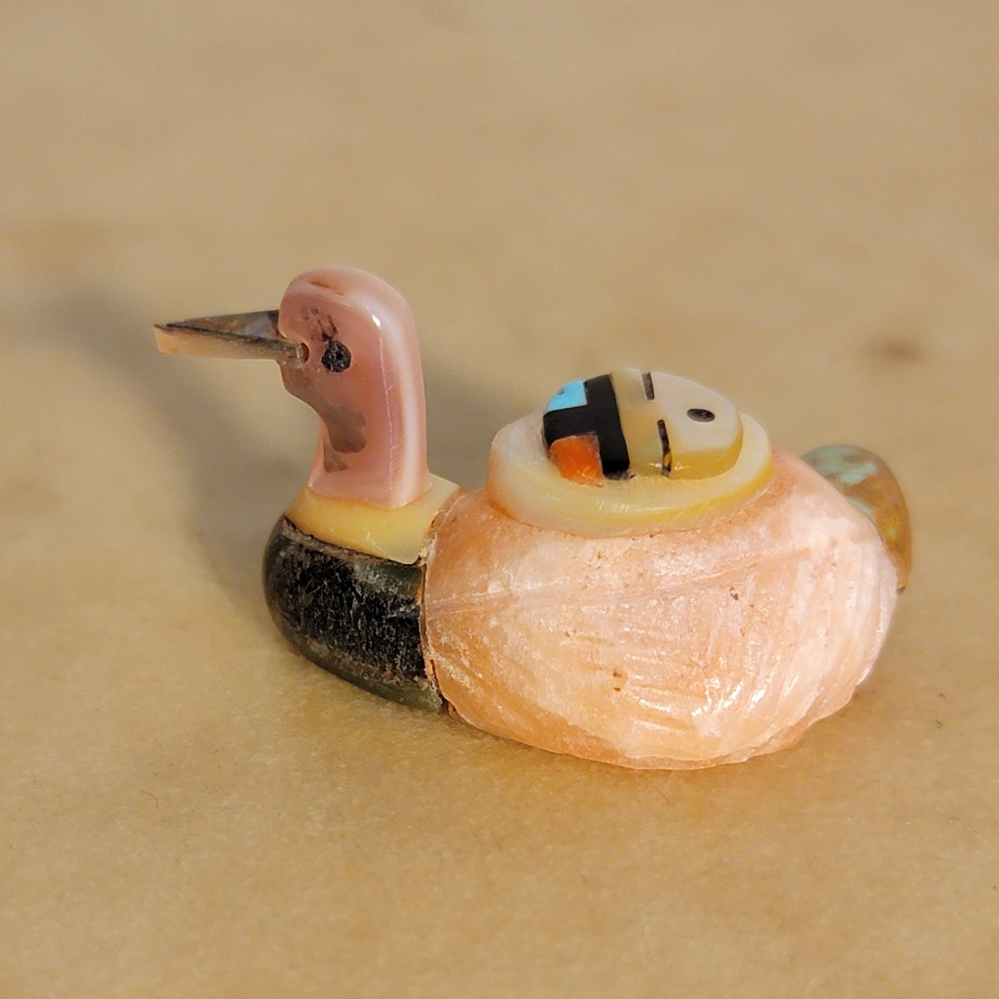 Sacred and Spiritual Multi Stone and Shell Zuni Fetish Duck