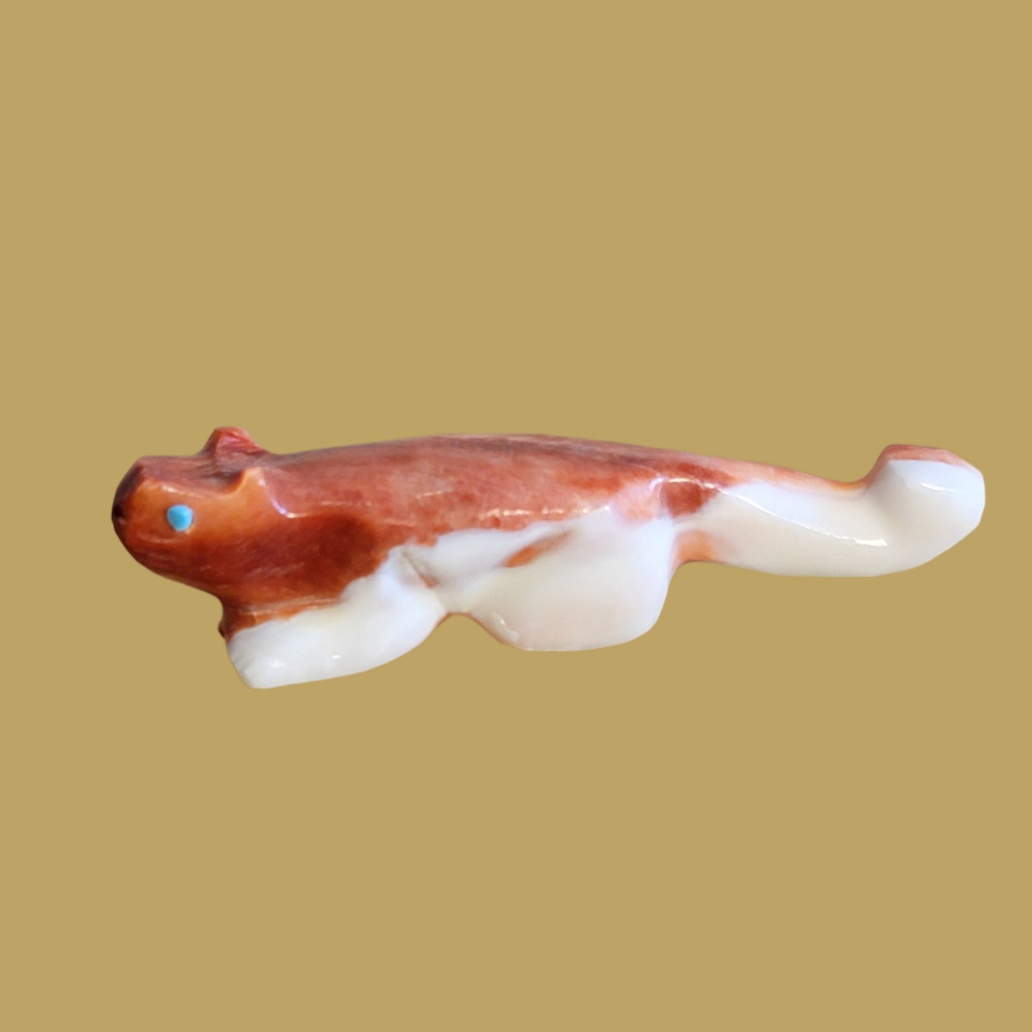 Brilliant Orange Spiny Oyster Shell Mountain Lion Zuni Fetish