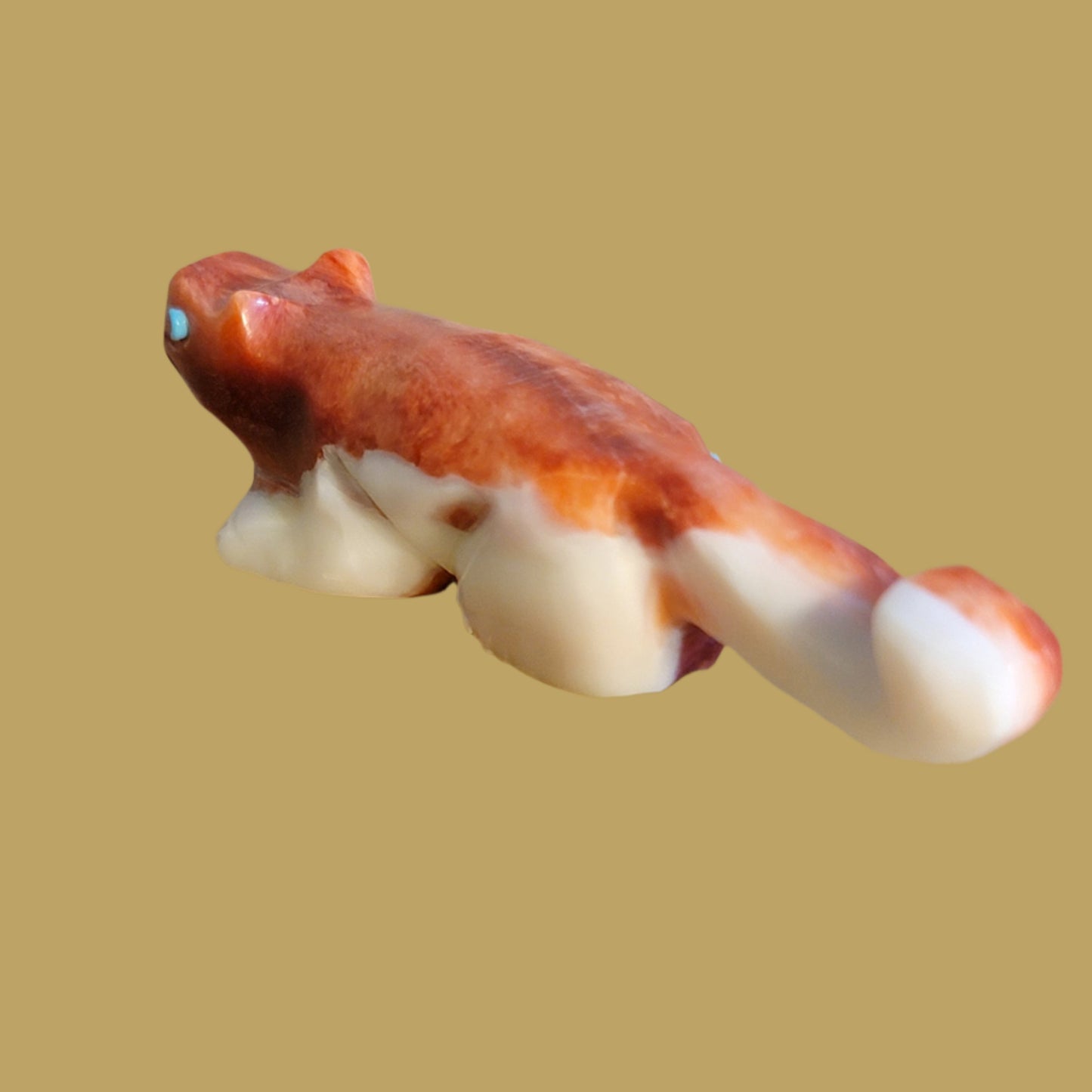 Brilliant Orange Spiny Oyster Shell Mountain Lion Zuni Fetish