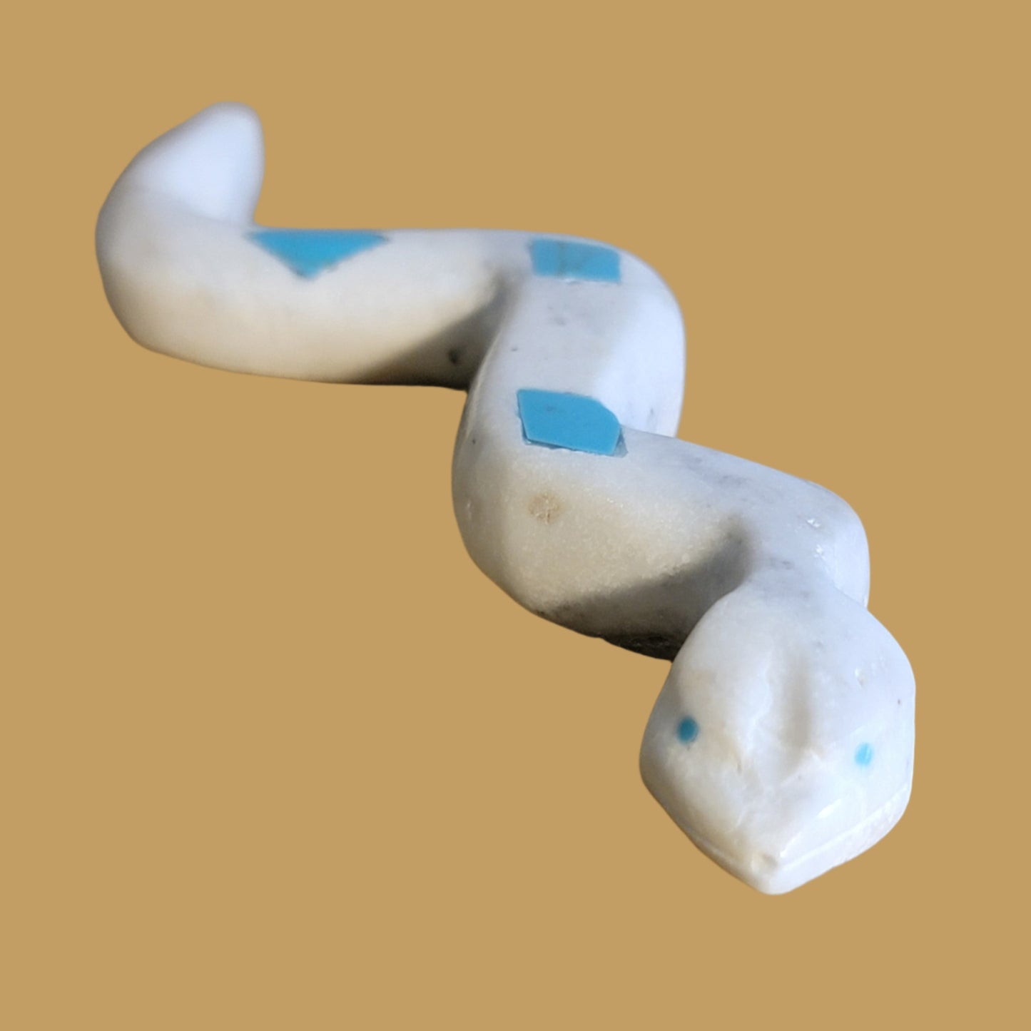 Slithering Marble Turquoise Diamond Backed Snake Zuni Fetish