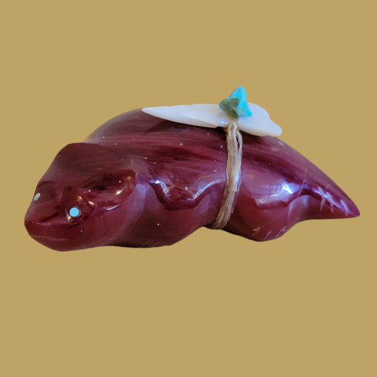 Cranberry Slag Glass Zuni Fetish Badger