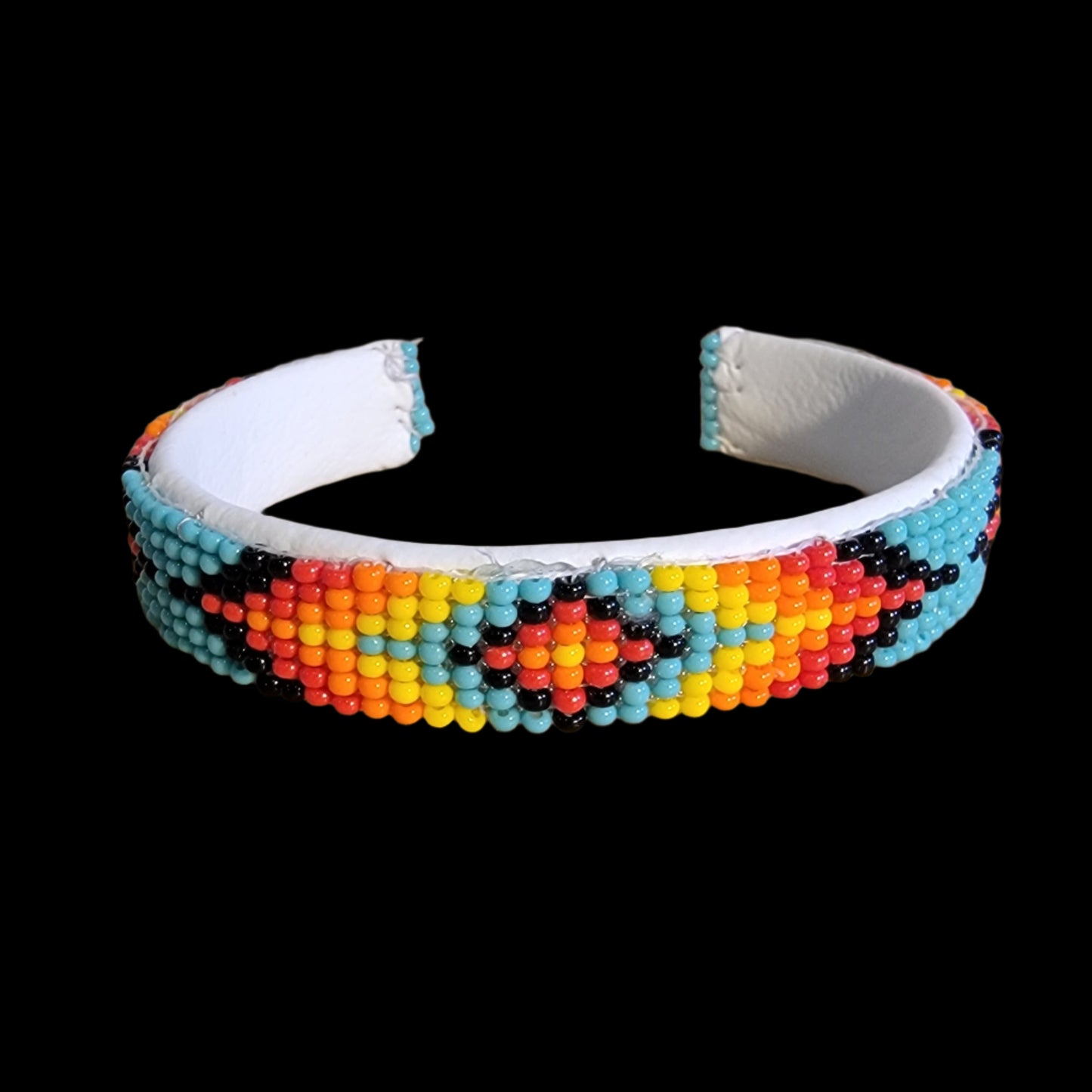 Beaded Navajo Bracelet w/Fire Colors Indian Beadwork