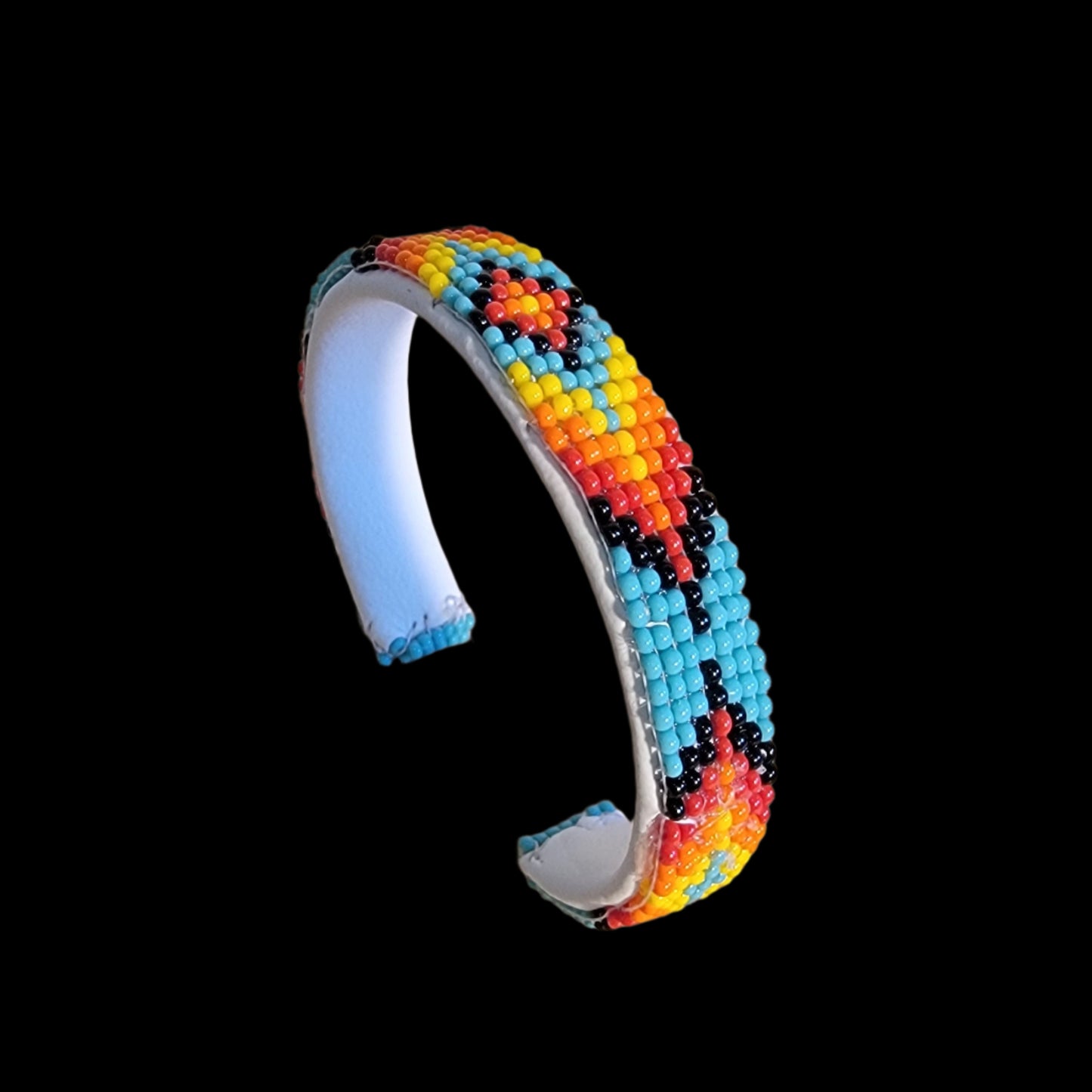 Beaded Navajo Bracelet w/Fire Colors Indian Beadwork