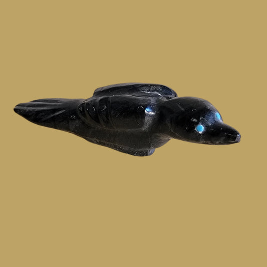 Black Marble Healing Raven Zuni Fetish