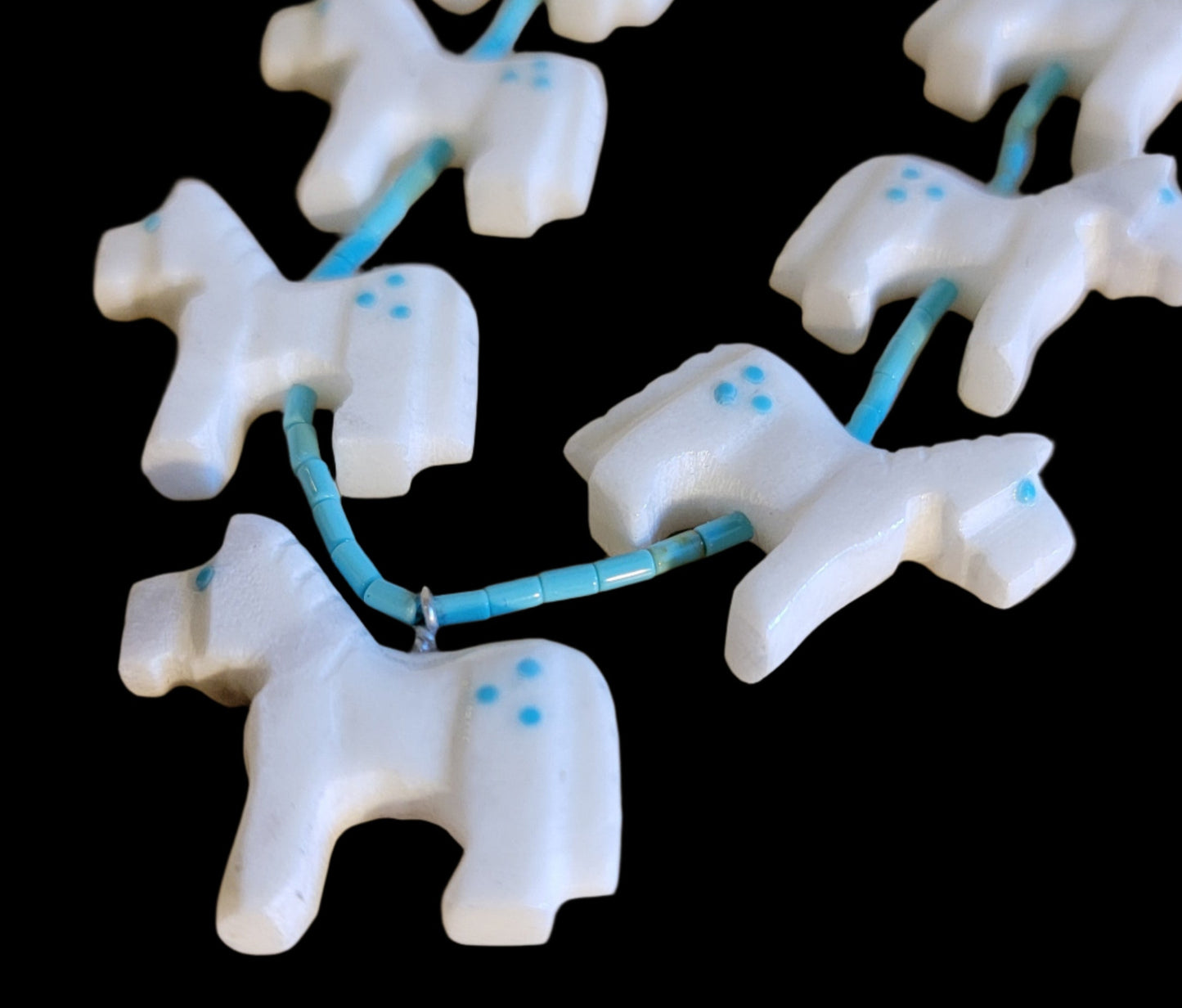 Zuni Horse Fetish Necklace/ Earrings Set Indian Jewelry