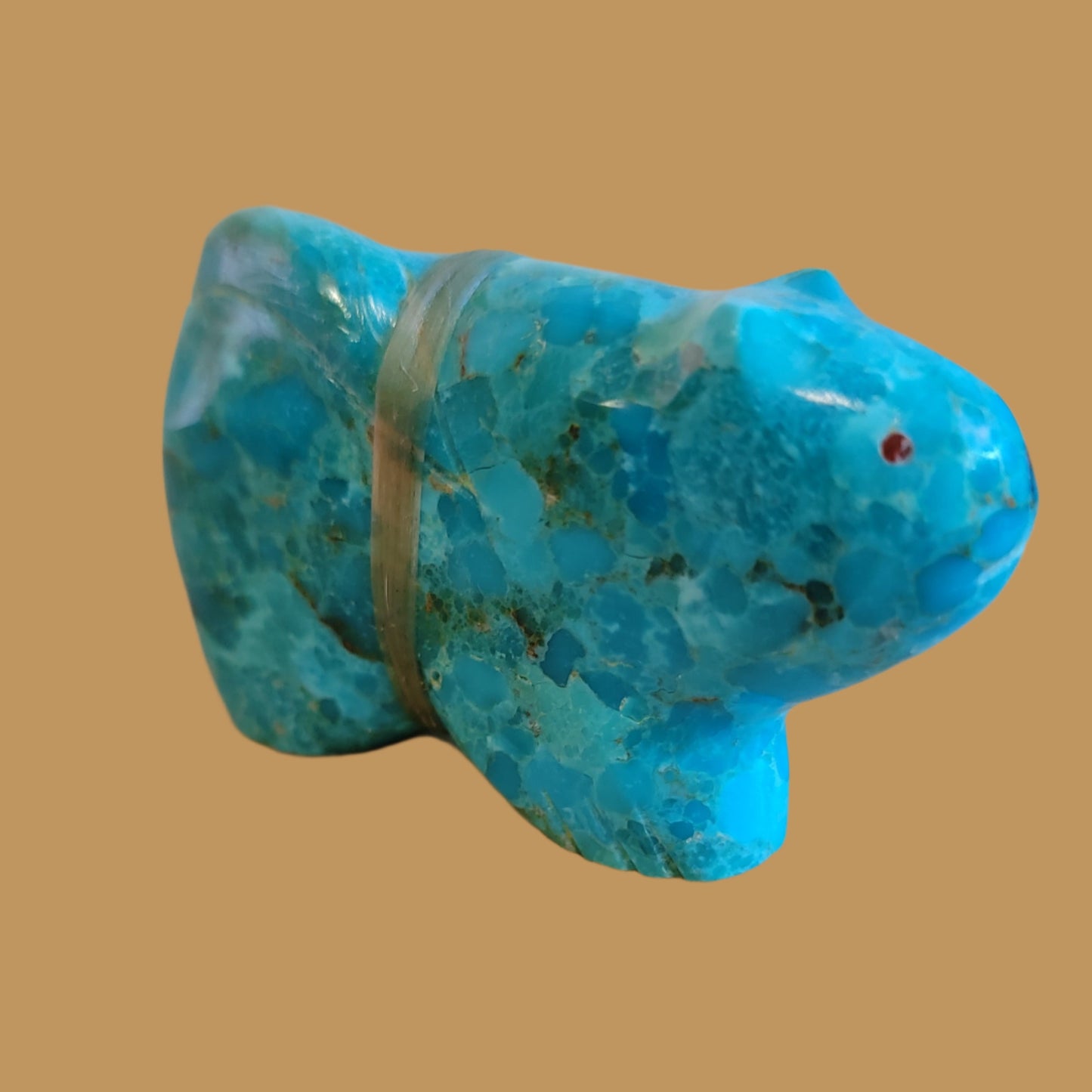 Turquoise Mtn. Lion w/Colorful Sidepack Zuni Fetish