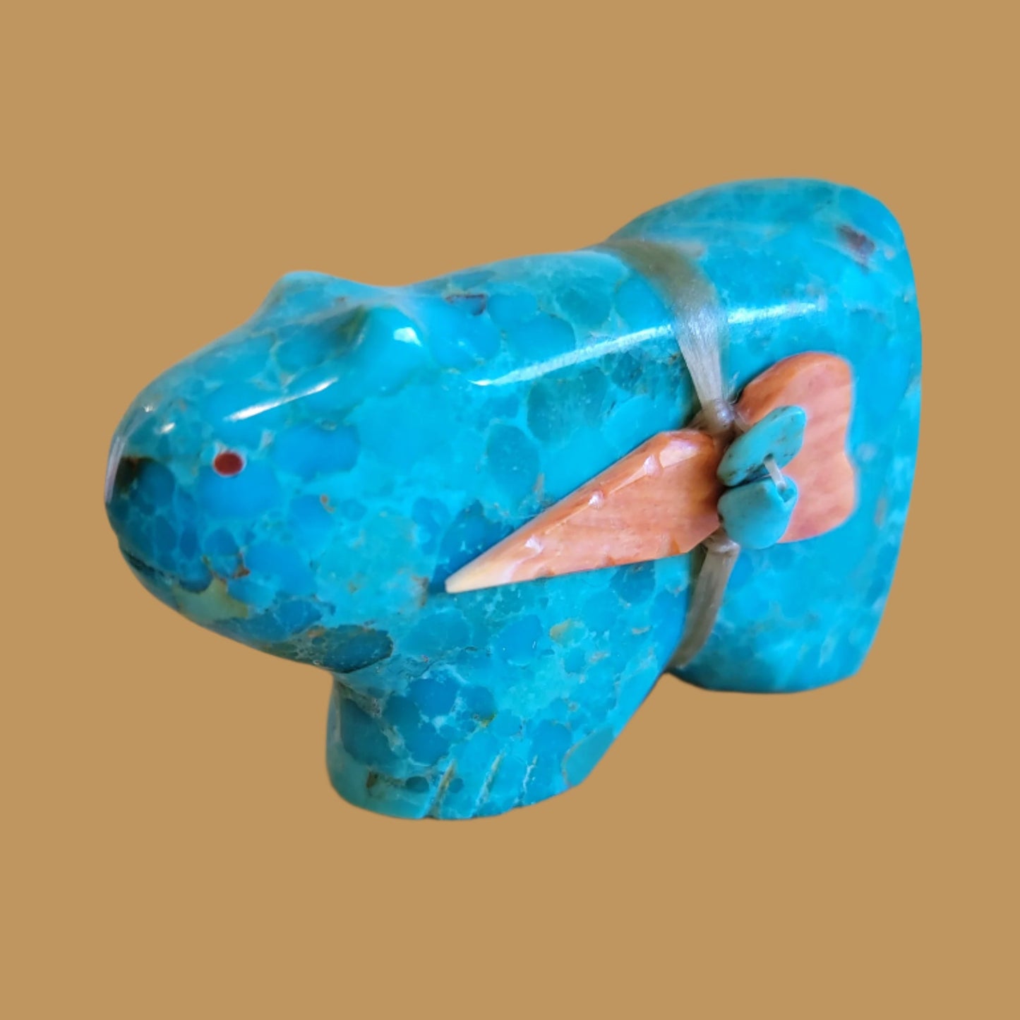 Turquoise Mtn. Lion w/Colorful Sidepack Zuni Fetish