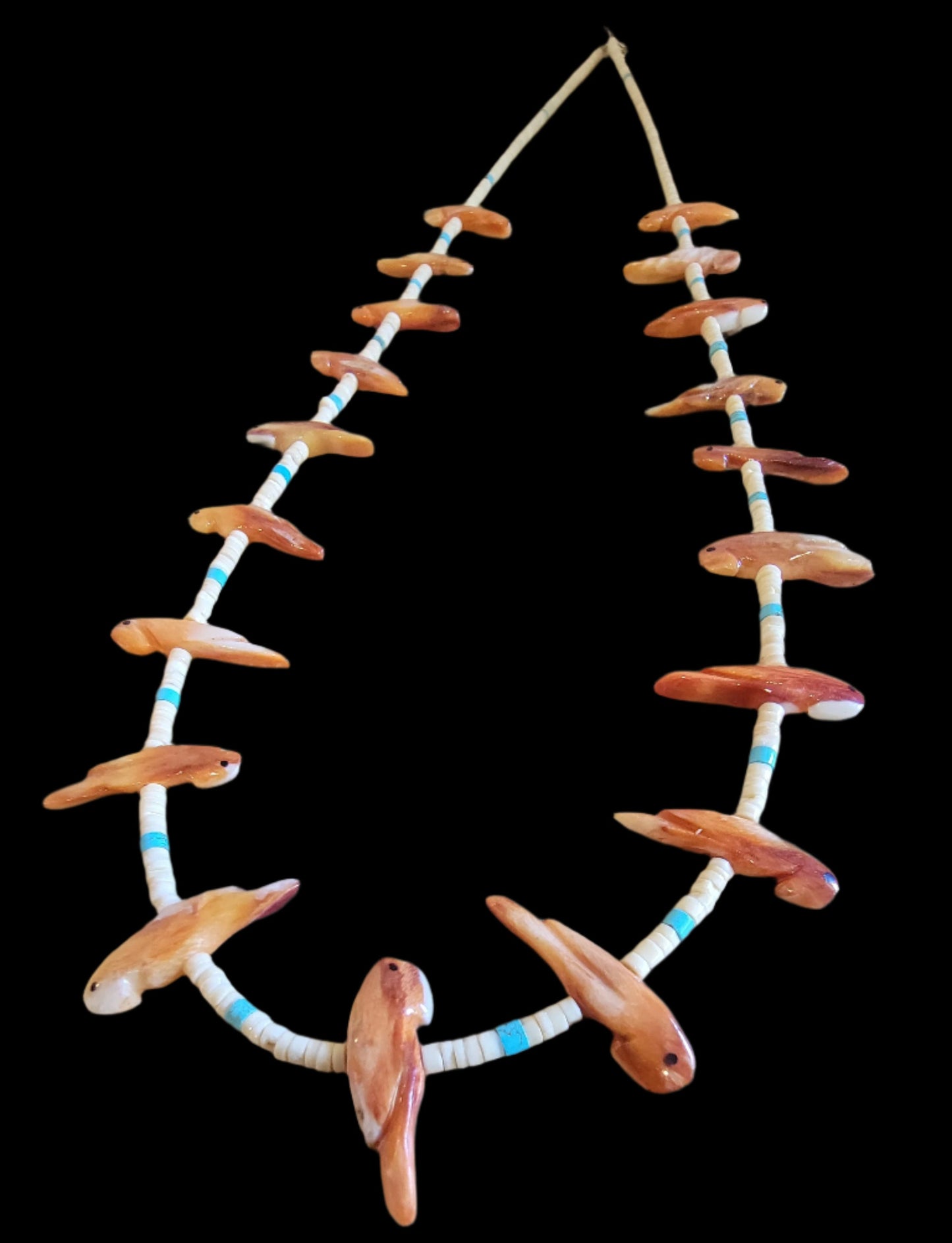Beautiful Spiny Oyster Shell w/ Heishe Parrot Fetish Necklace Indian Jewelry