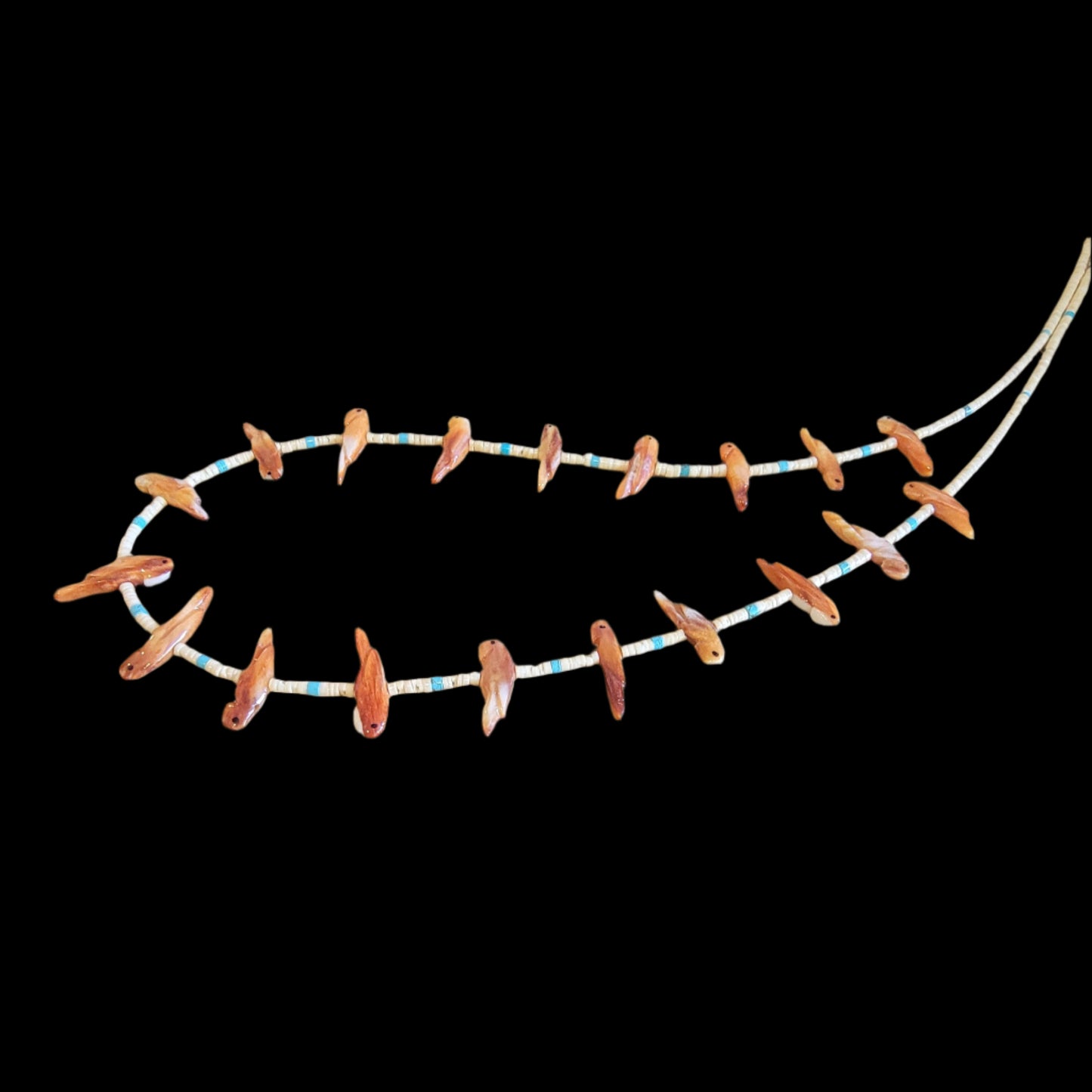 Beautiful Spiny Oyster Shell w/ Heishe Parrot Fetish Necklace Indian Jewelry