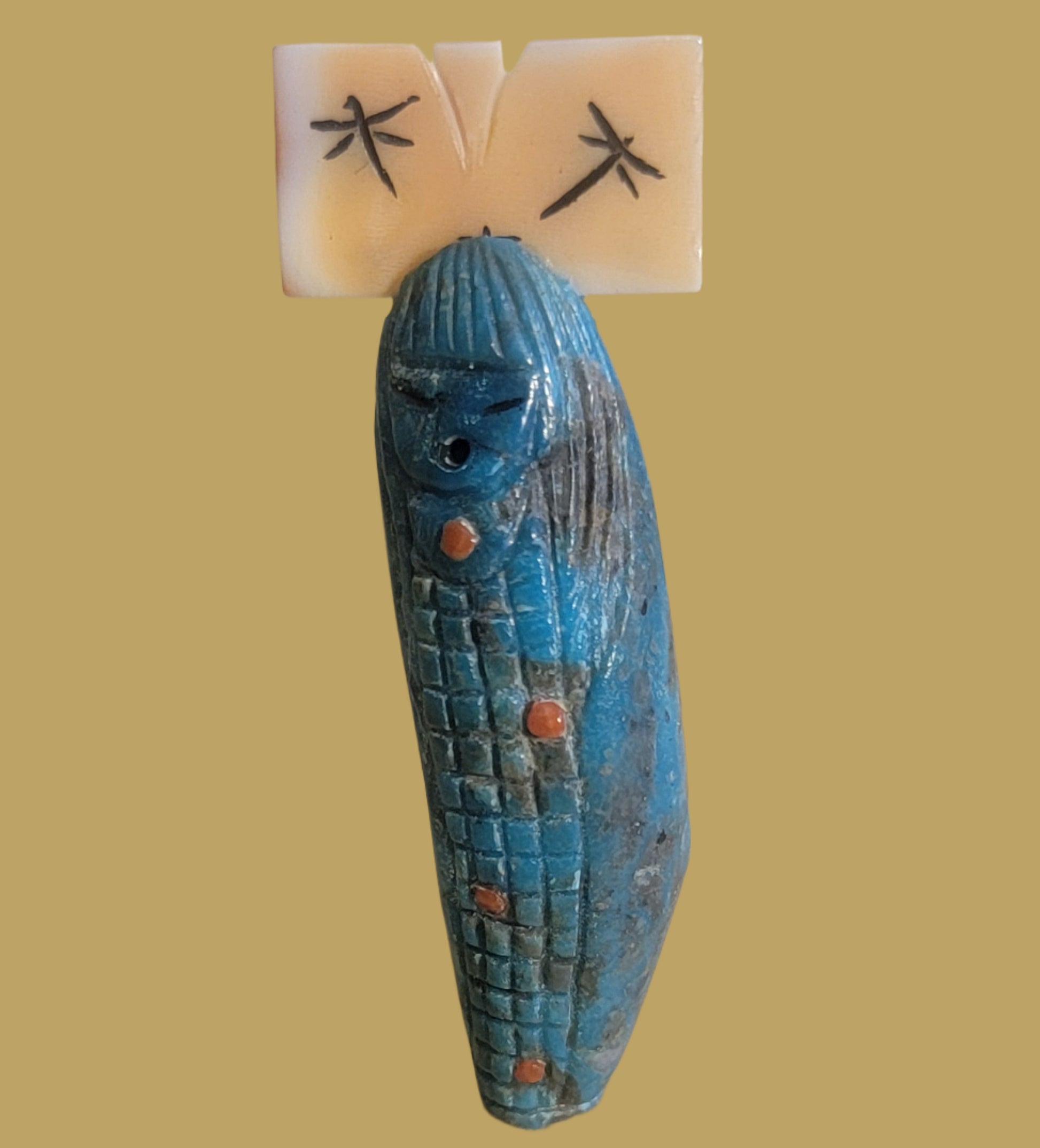 Turquoise Double Sided Zuni Maiden(s) w/ Tablita Zuni Fetish