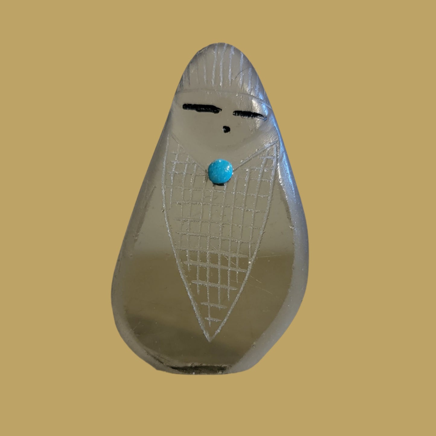 Glass Zuni Corn Maiden with Turquoise Zuni Fetish