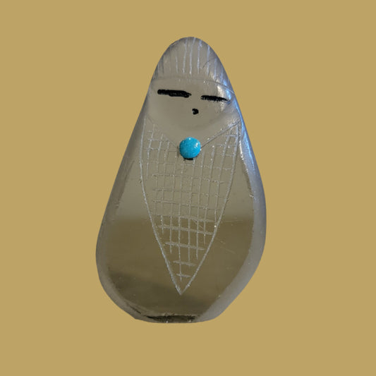 Glass Zuni Corn Maiden with Turquoise Zuni Fetish