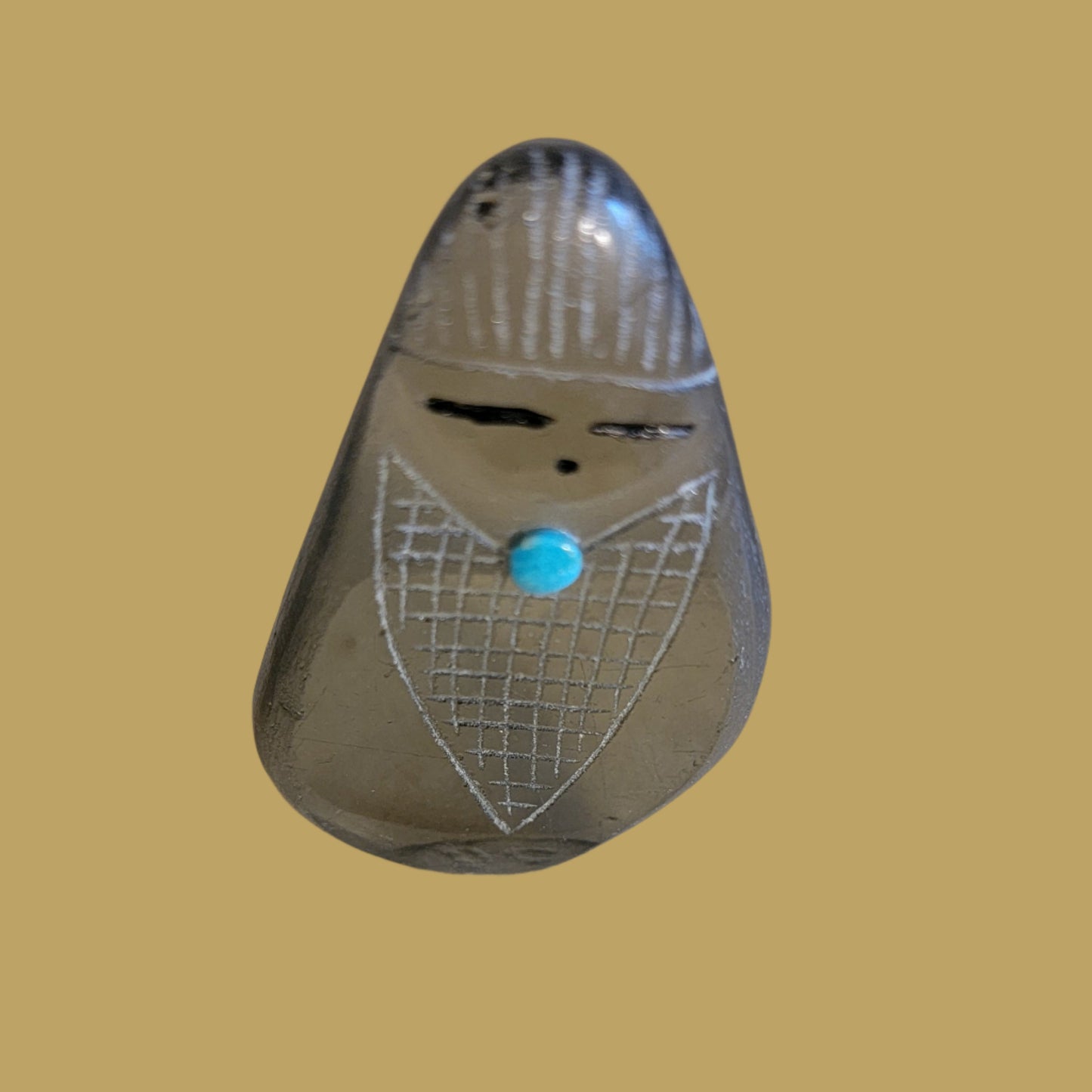Glass Zuni Corn Maiden with Turquoise Zuni Fetish