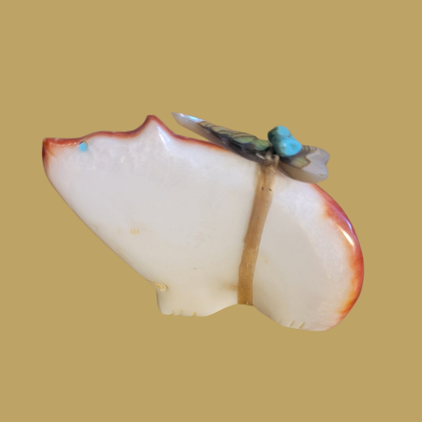 Spiny Oyster Shell Bear w/Pack Zuni Fetish