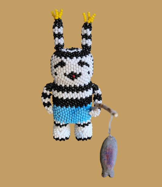 Fully Beaded Hopi Hano Clown Kachina Fisherman Indian Beadwork