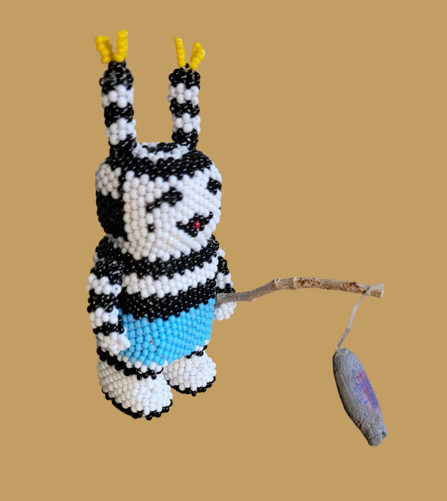 Fully Beaded Hopi Hano Clown Kachina Fisherman Indian Beadwork