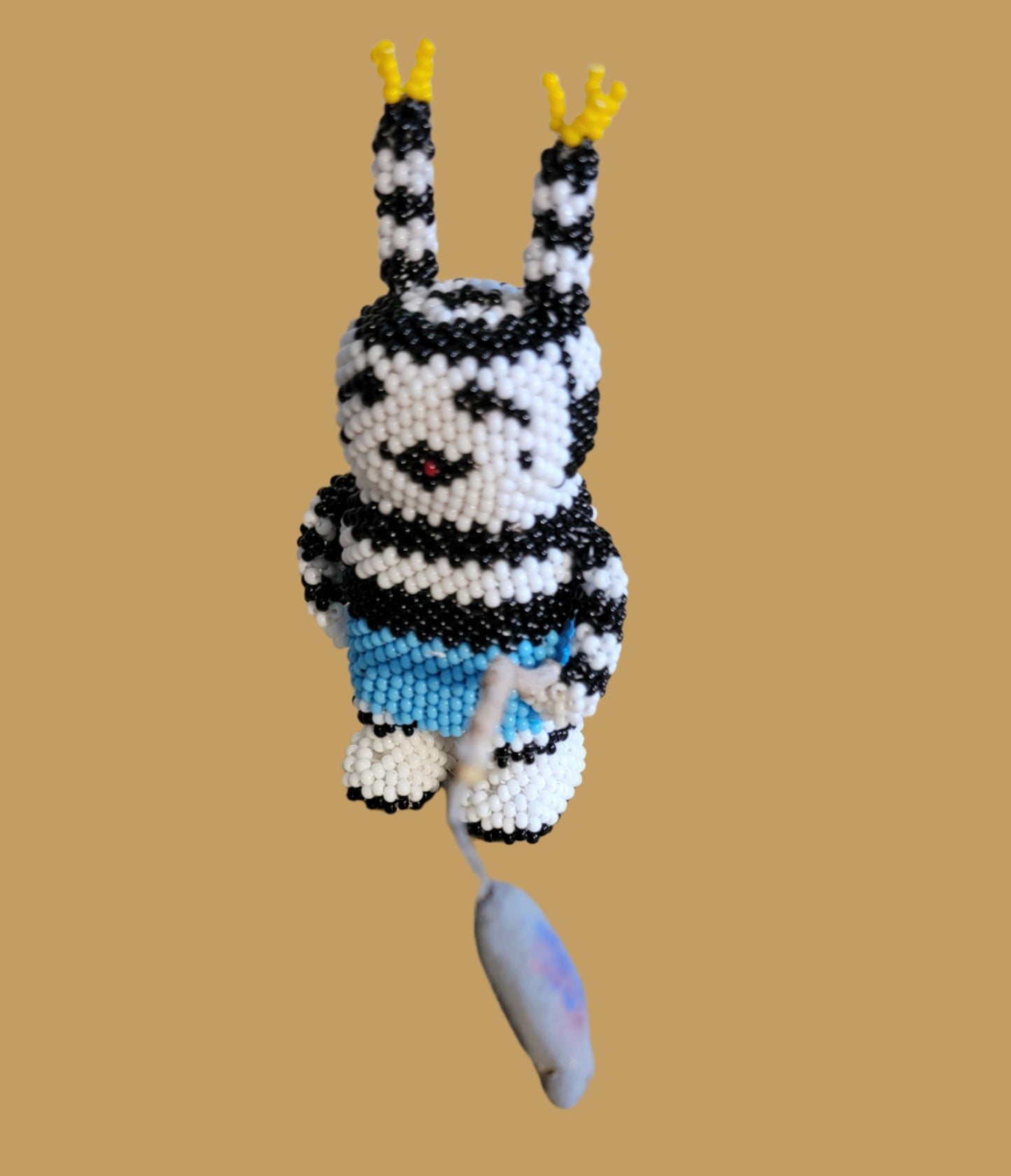 Fully Beaded Hopi Hano Clown Kachina Fisherman Indian Beadwork