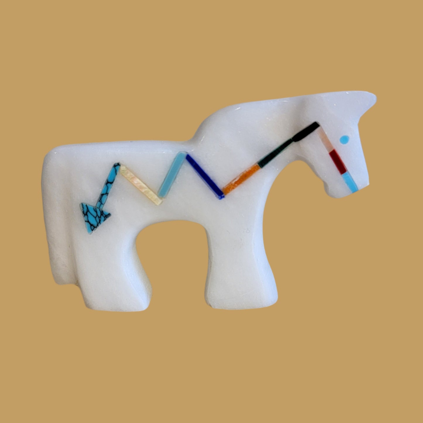 Healing Horse w/Colorful Heartline Zuni Fetish