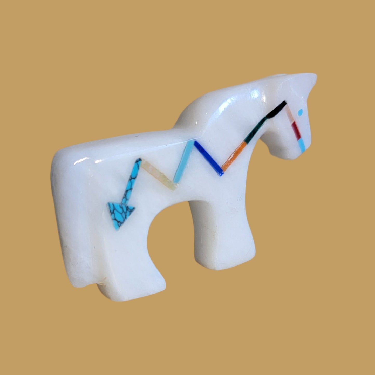 Healing Horse w/Colorful Heartline Zuni Fetish