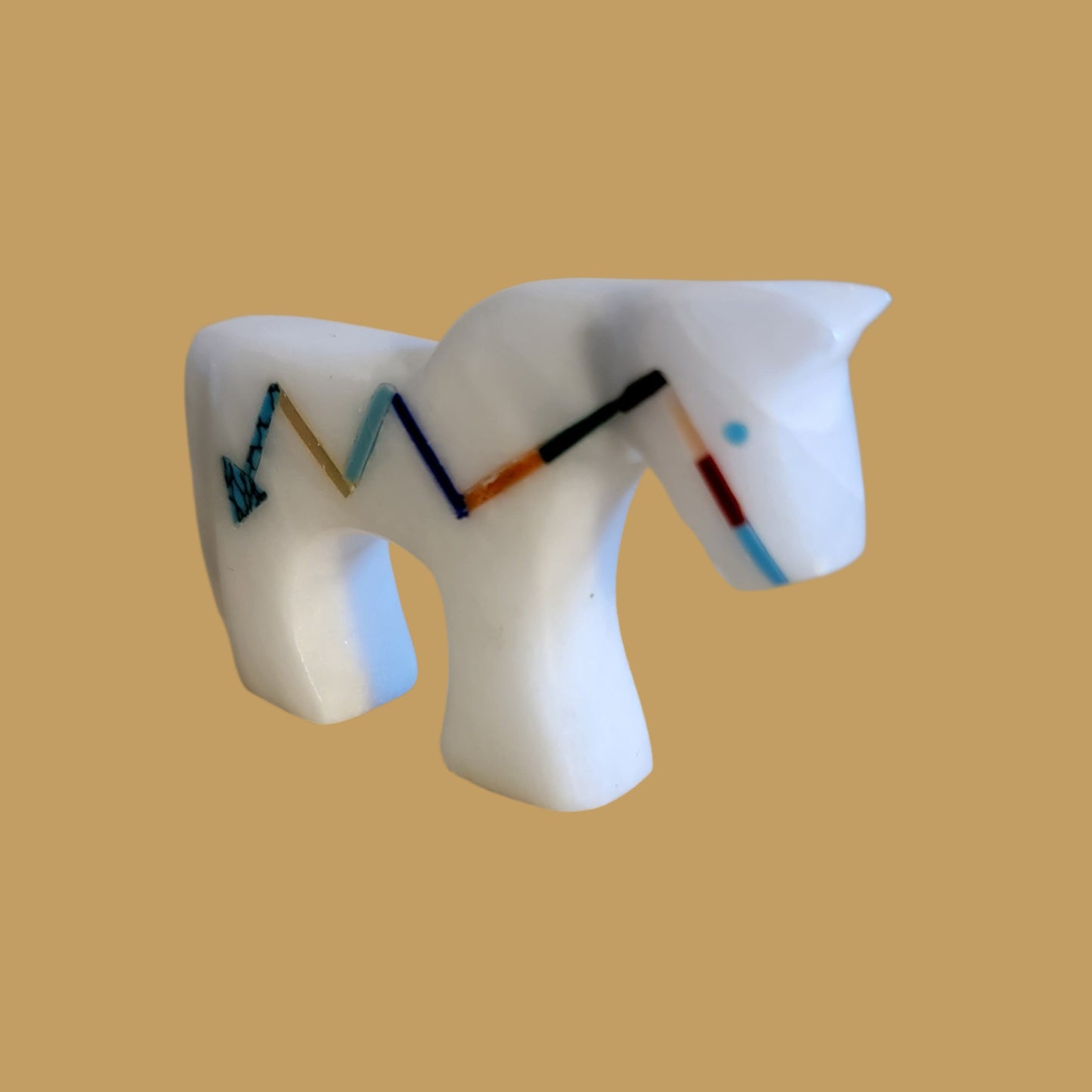 Healing Horse w/Colorful Heartline Zuni Fetish