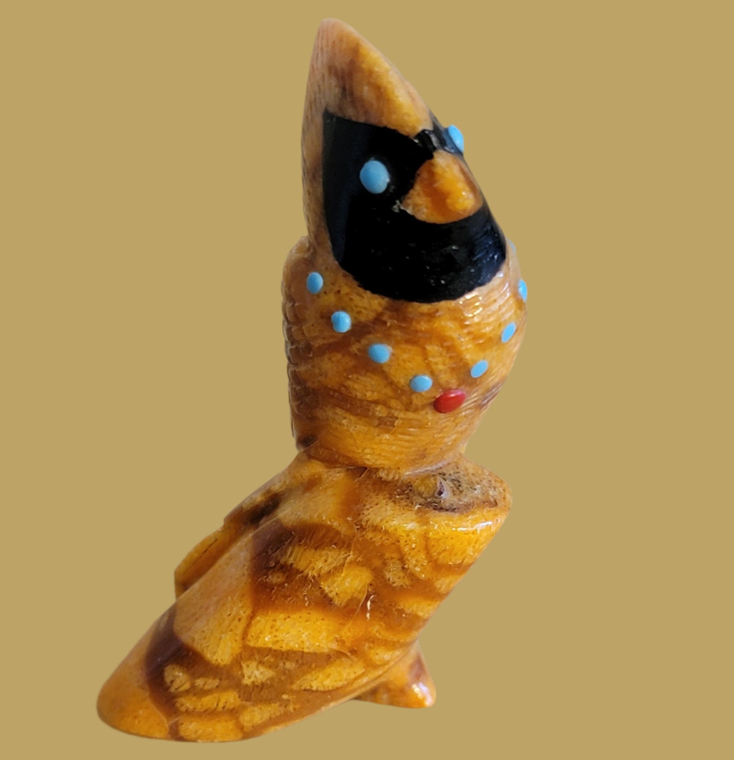 South African Archean Butterstone Cardinal w/ Necklace Zuni Fetish